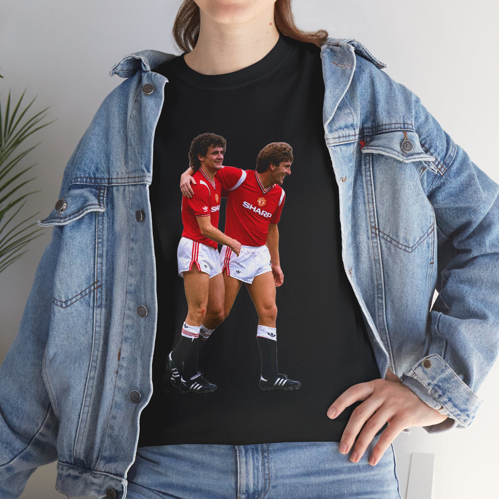 Hughes and Whiteside Manchester United Legend Teammates Graphic Cotton T-Shirt / Tee