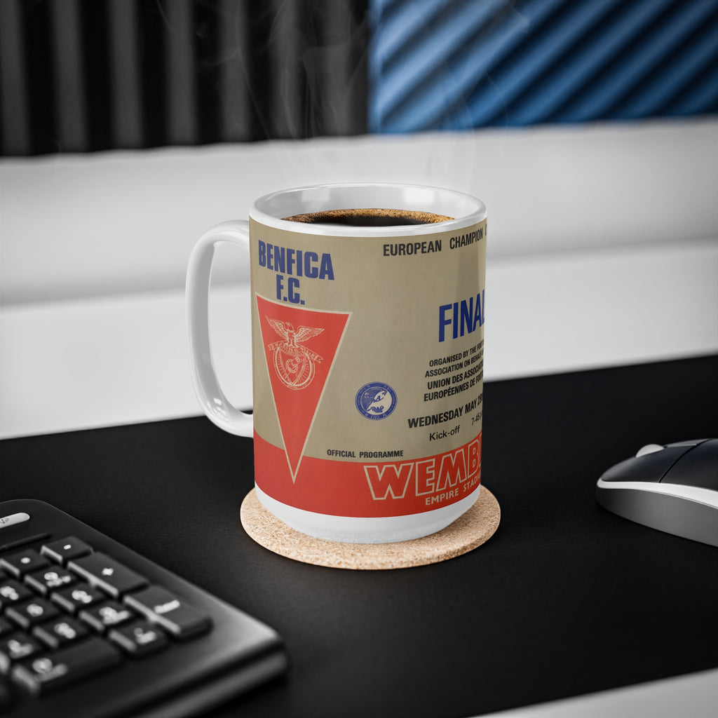 1968 European Cup Final Programme Cover Inspired Benfica vs Man Utd Vintage Coffee Football Mug