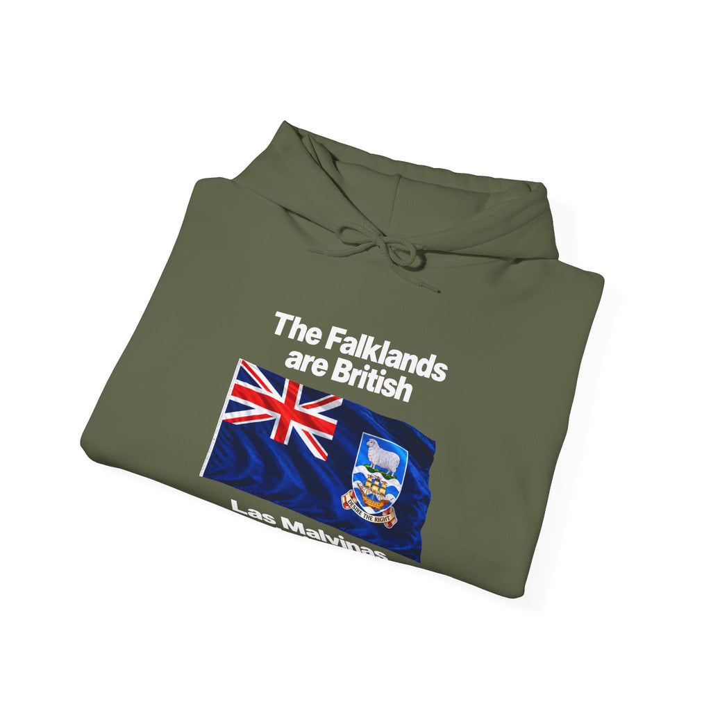 Falklands Are British Hoodie – Bilingual 'Las Malvinas son británicas' Flag Pullover