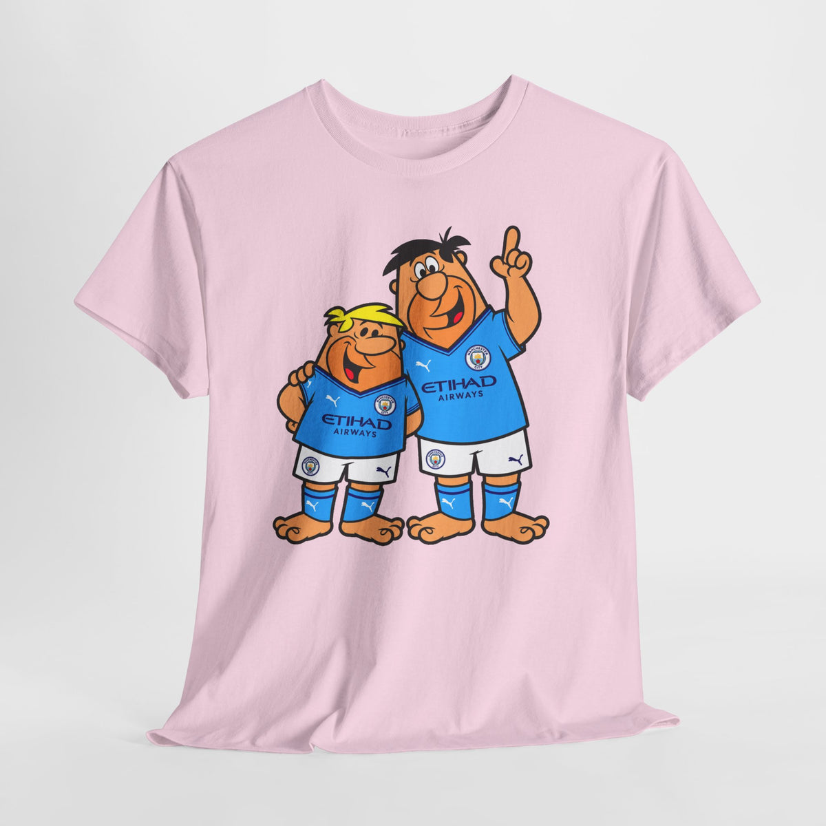 Manchester City The Flintstones Etihad Airways Cartoon Cotton T-Shirt