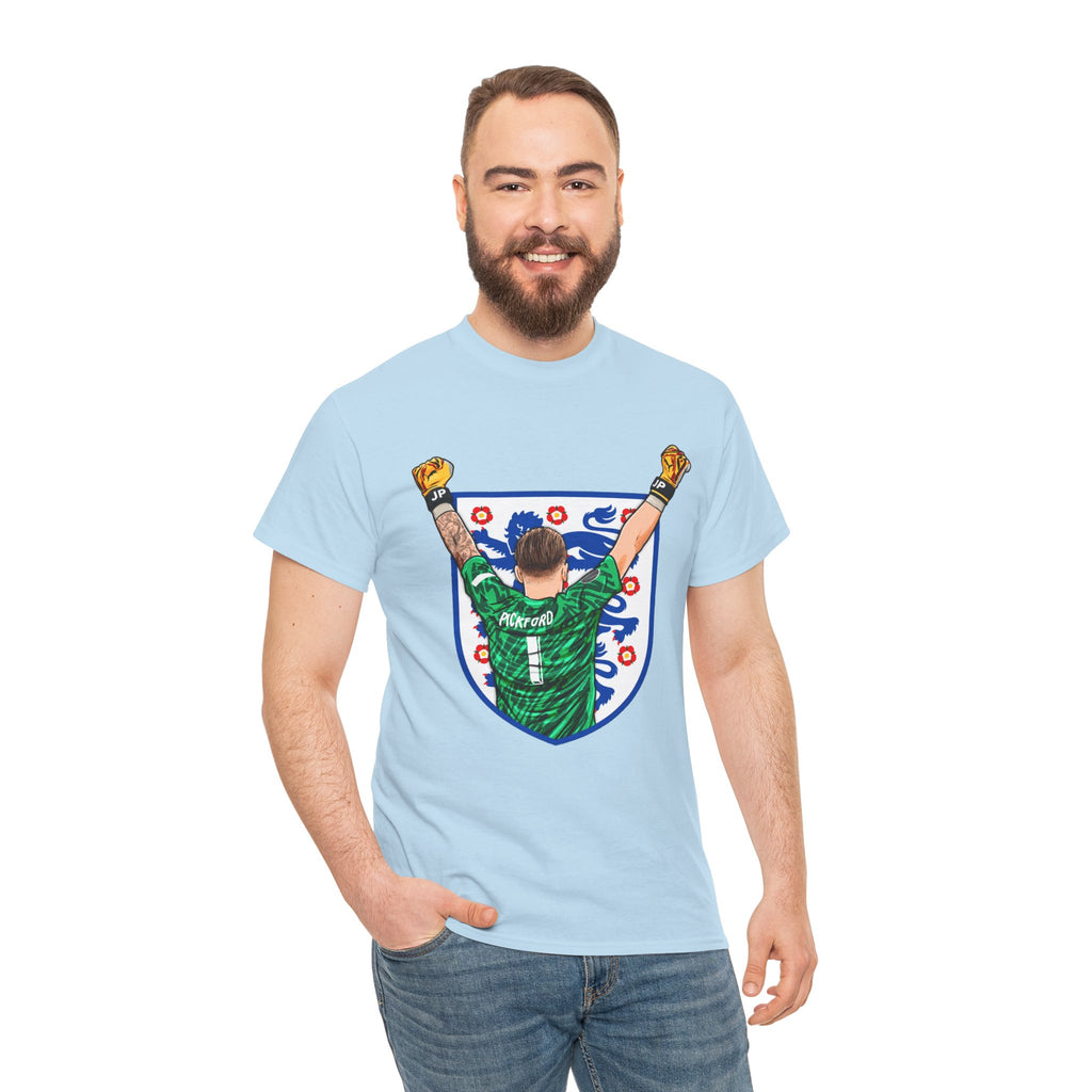 Pickford England Number 1 Goalkeeper Graphic Tee — Victory Pose Jersey Design