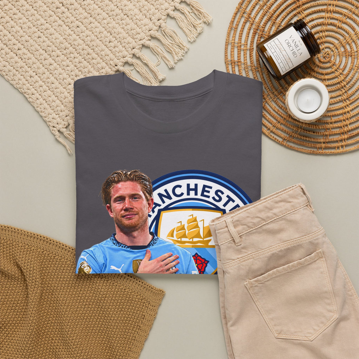 Kevin De Bruyne Manchester City Legend Cotton T-Shirt — Player Tribute Tee (Heart Badge Design)
