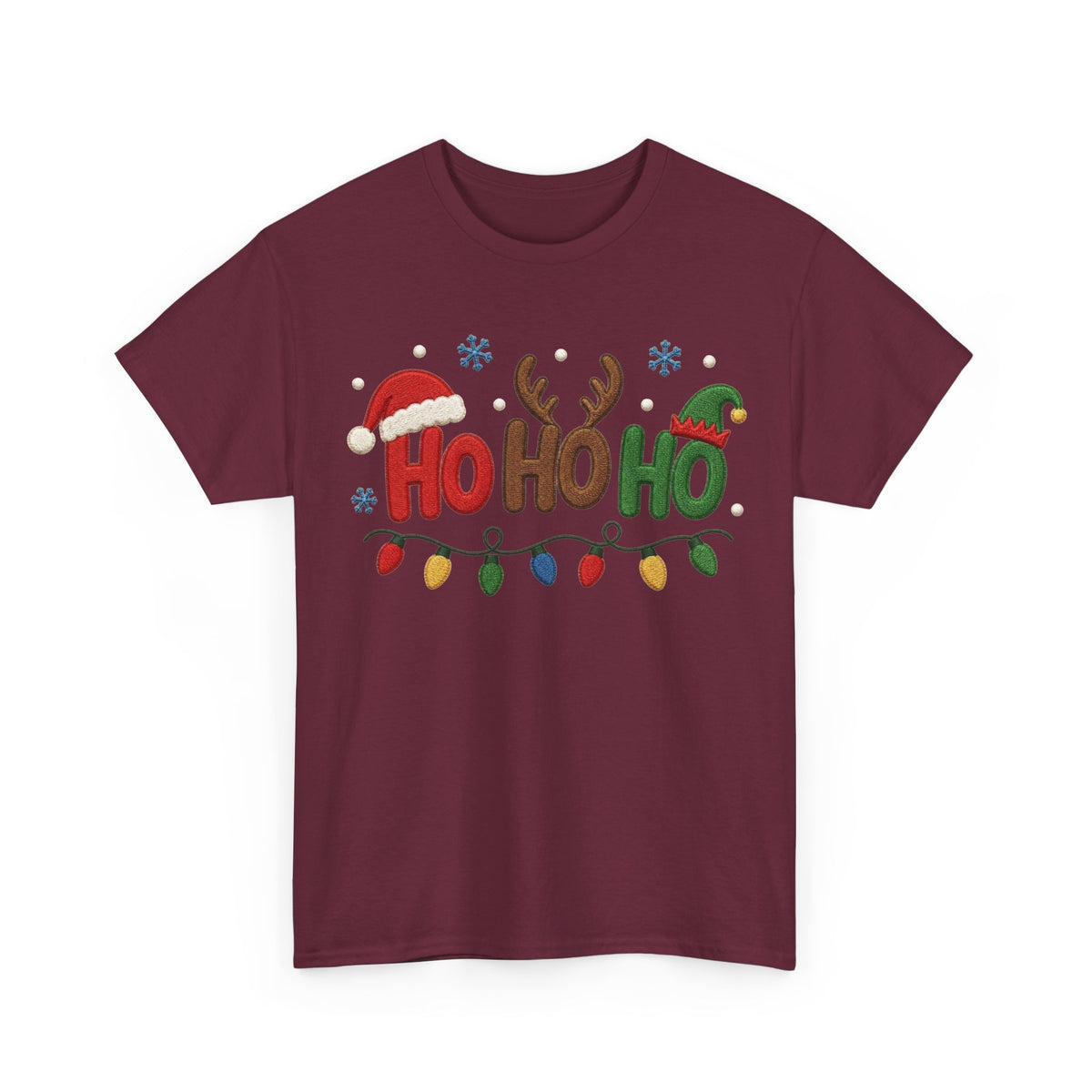 Christmas Ho Ho Ho Tee — Festive Santa, Reindeer & Lights Holiday T-Shirt