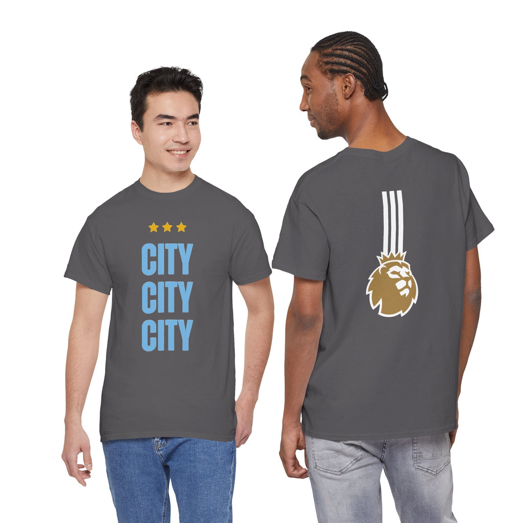 Manchester City City City Tee — Retro Three-Star Premier League Lion Soccer Shirt