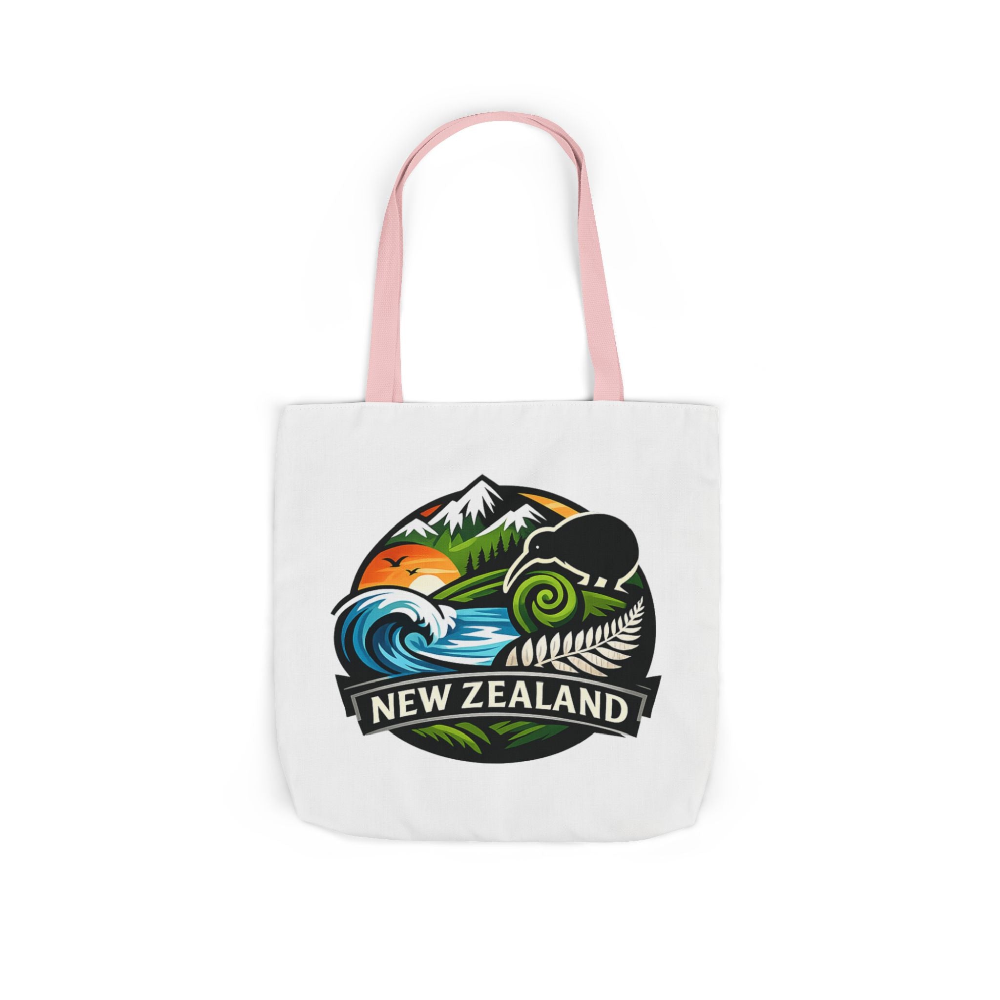 New Zealand Scenic Tote Bag — Kiwi, Mountains & Waves Canvas Tote