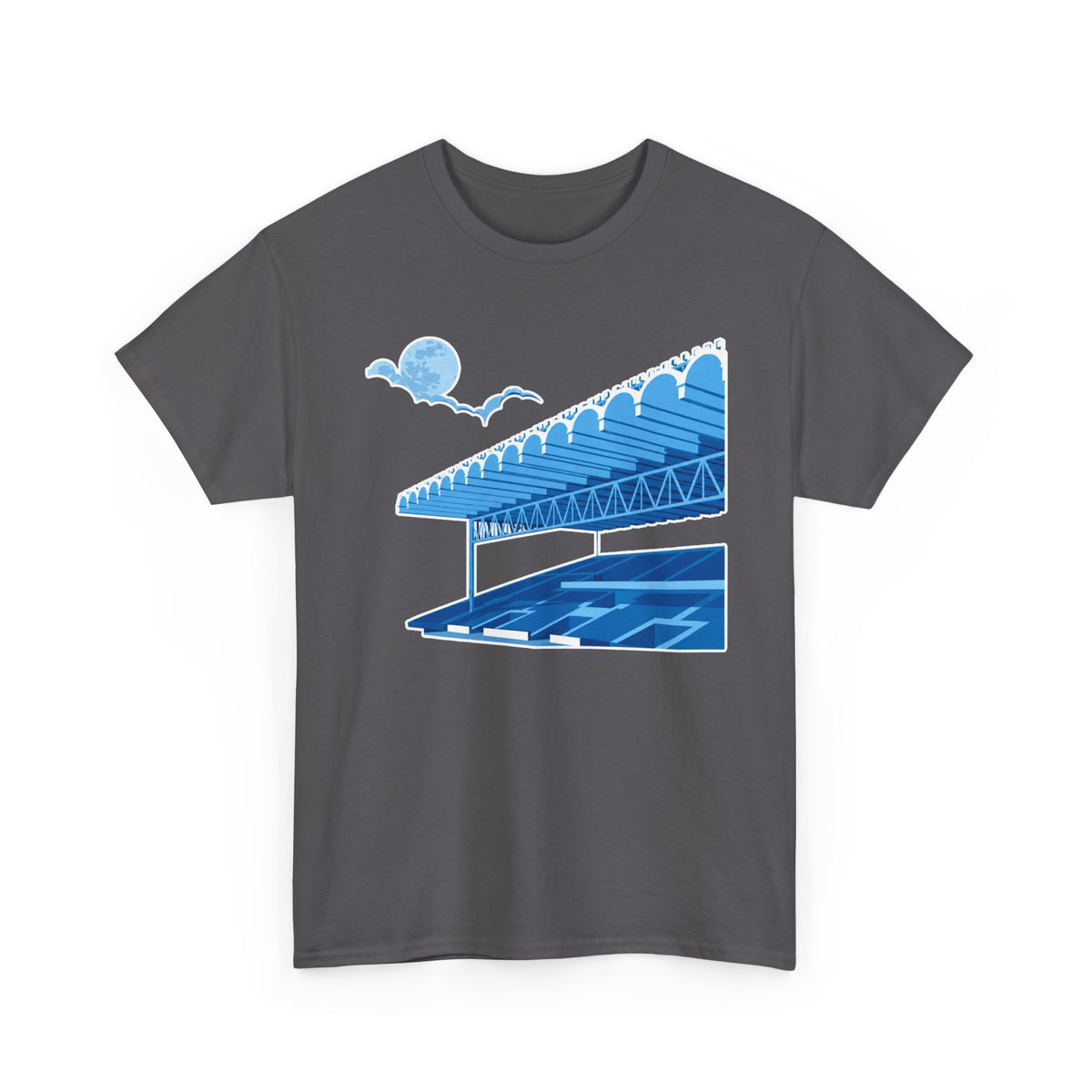 Manchester City Maine Road, Main Stand Cotton T-Shirt — Blue Retro Sports Venue Tee