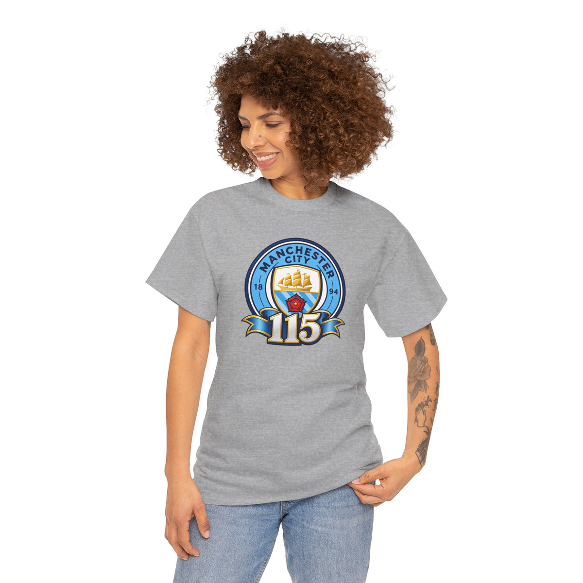 Manchester City 115th Crest Inspired Cotton T-Shirt