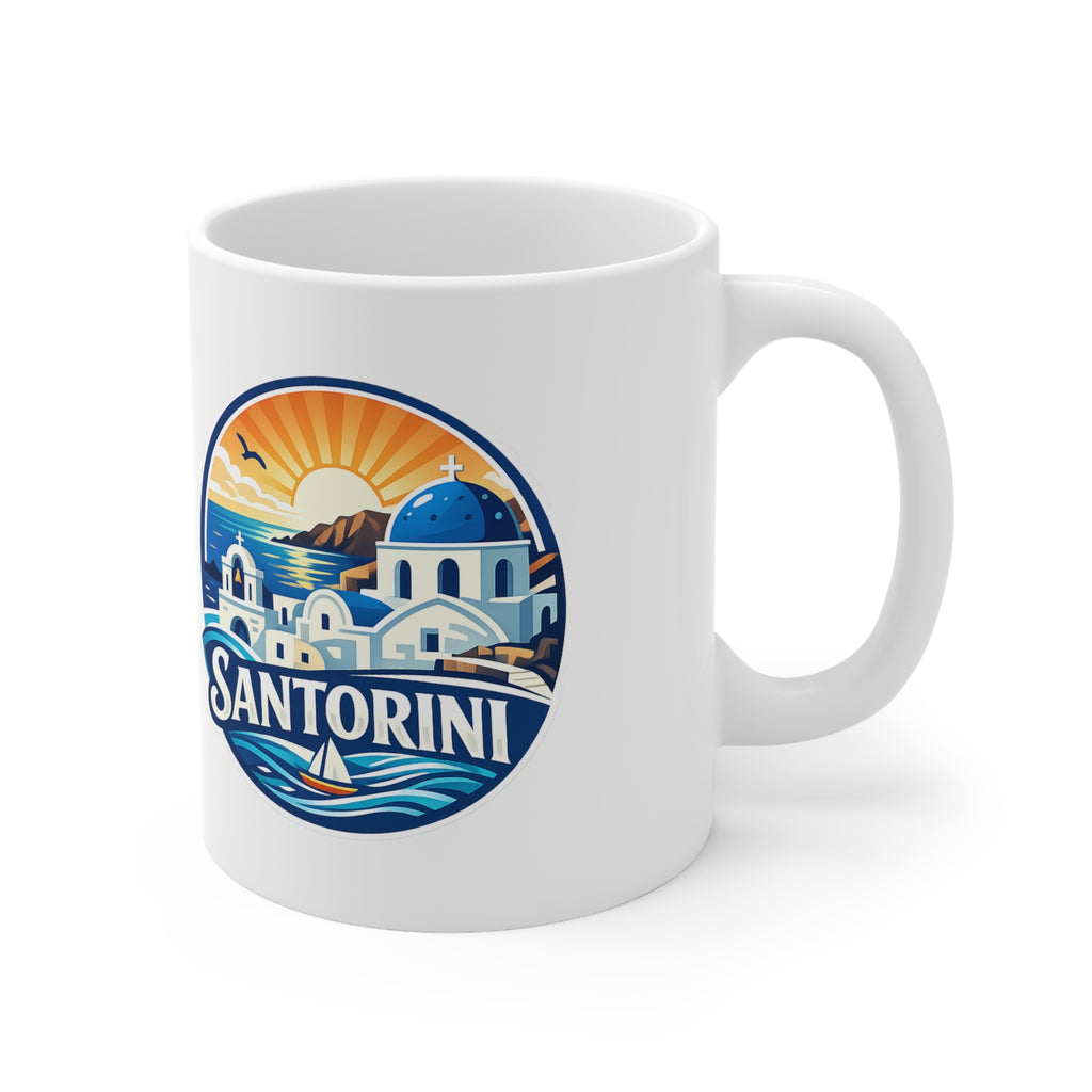 Santorini Ceramic Coffee Mug — Greece Travel Souvenir 11oz/15oz