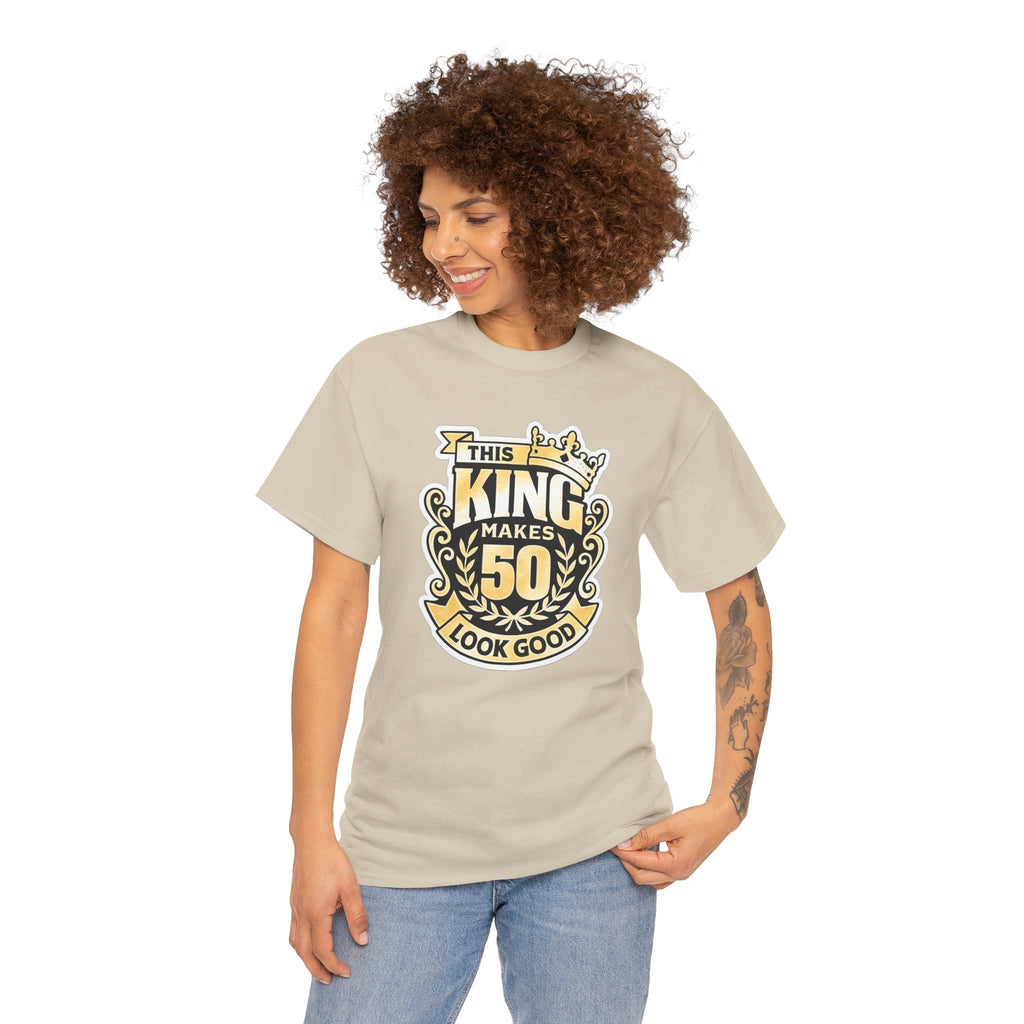 50th Birthday King T-Shirt – "This King Makes 50 Look Good"
