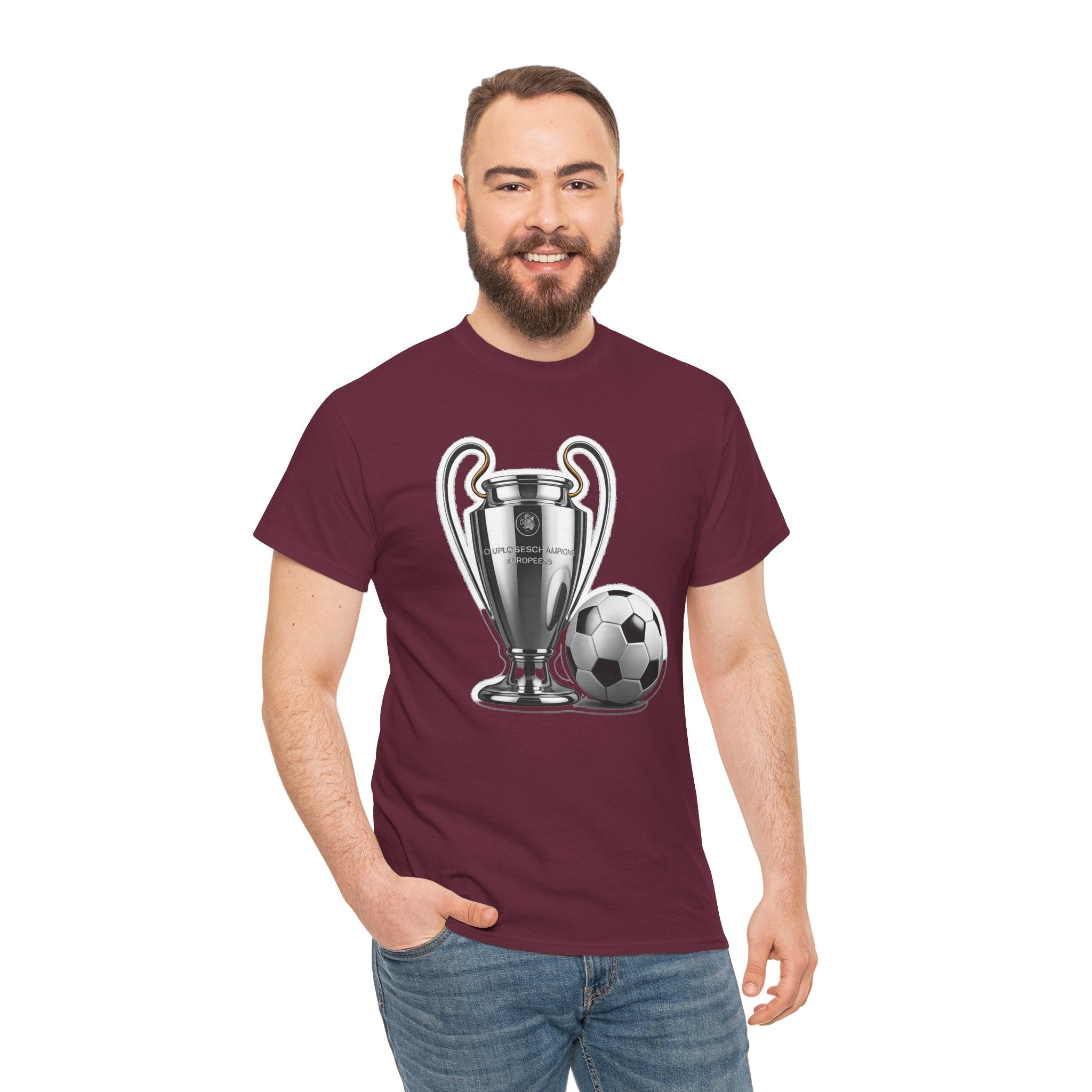 European Cup / Champions League Trophy & Ball Graphic Cotton T-Shirt