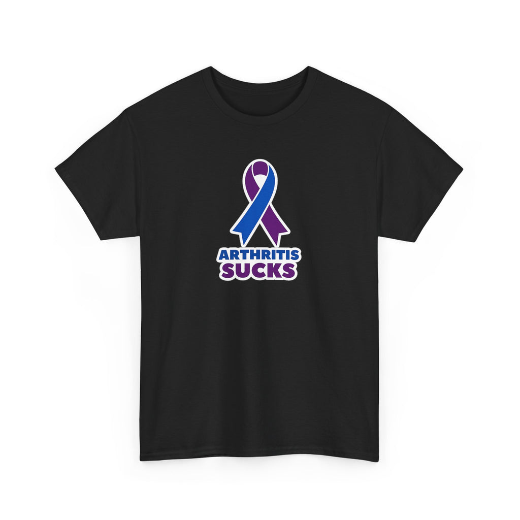 Arthritis Sucks Awareness T-Shirt — Purple & Blue Ribbon Support Tee