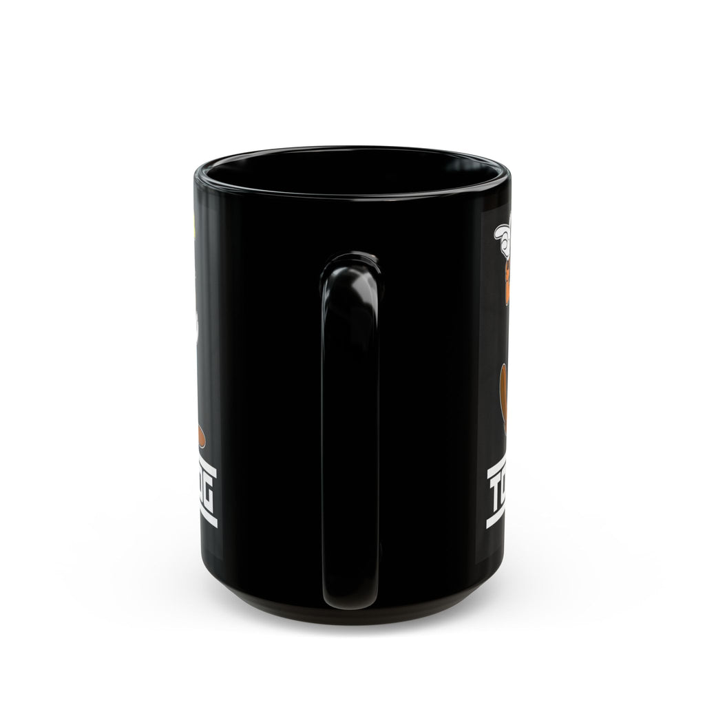 Top Dog Goofy Black Ceramic Mug — Retro Cartoon Character Coffee Cup (11oz & 15oz)