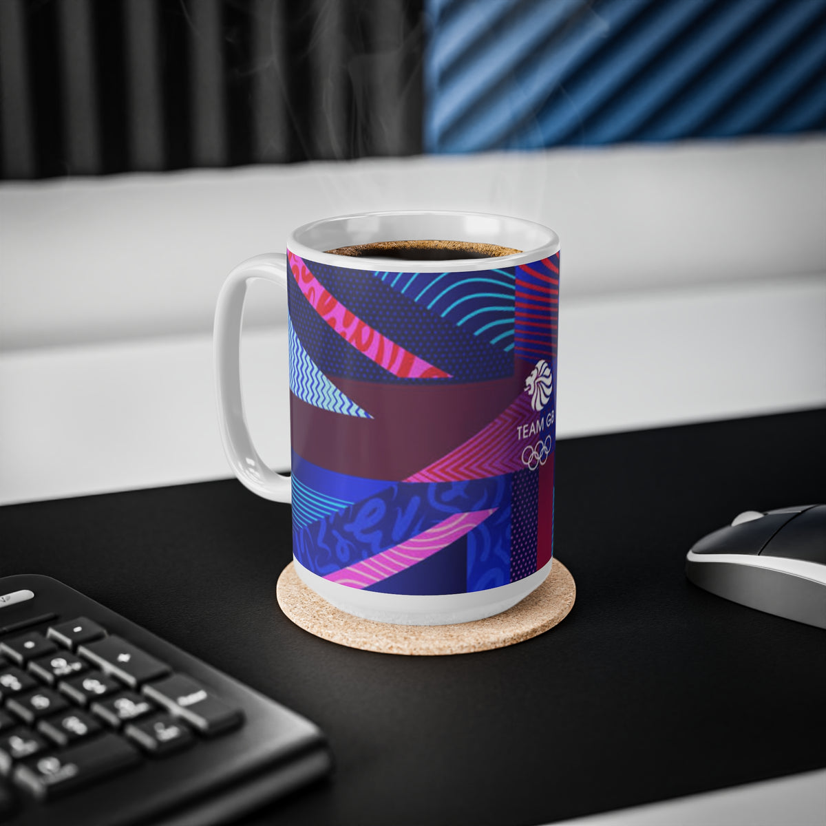 Team GB Olympic Ceramic Mug — Bold Union Jack Pattern (11oz & 15oz)
