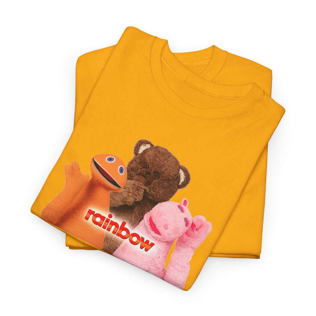 Rainbow Kids TV Zippy, George and Bungle Puppets T-Shirt — Cute Teddy & Hand Puppets Graphic Tee