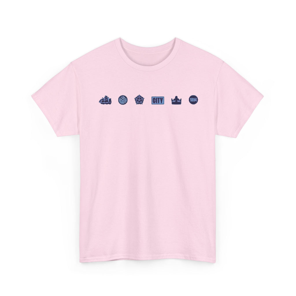 Manchester City Minimal City Icons Tee — Navy Skyline Icons Chest Print