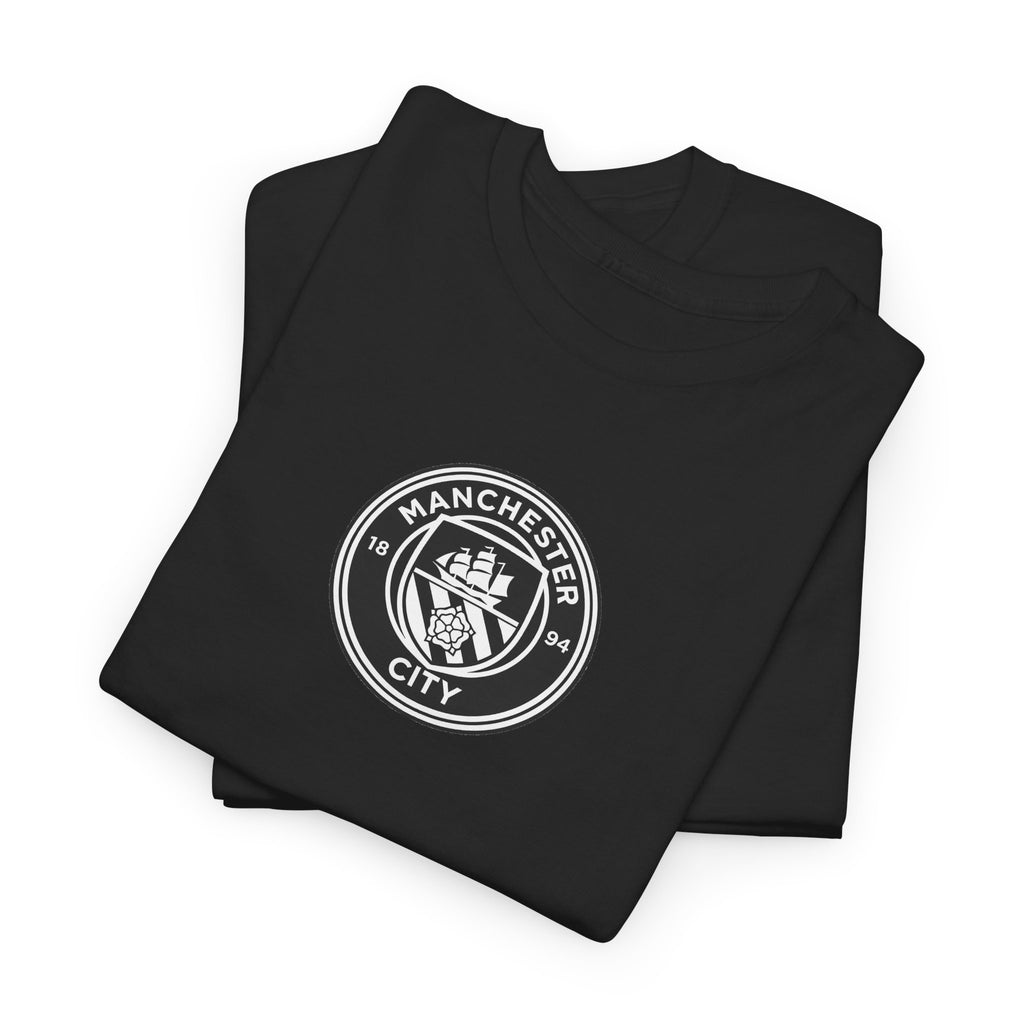 Man City Unofficial T-Shirt — Vintage Crest Logo Tee (Small Chest Emblem)
