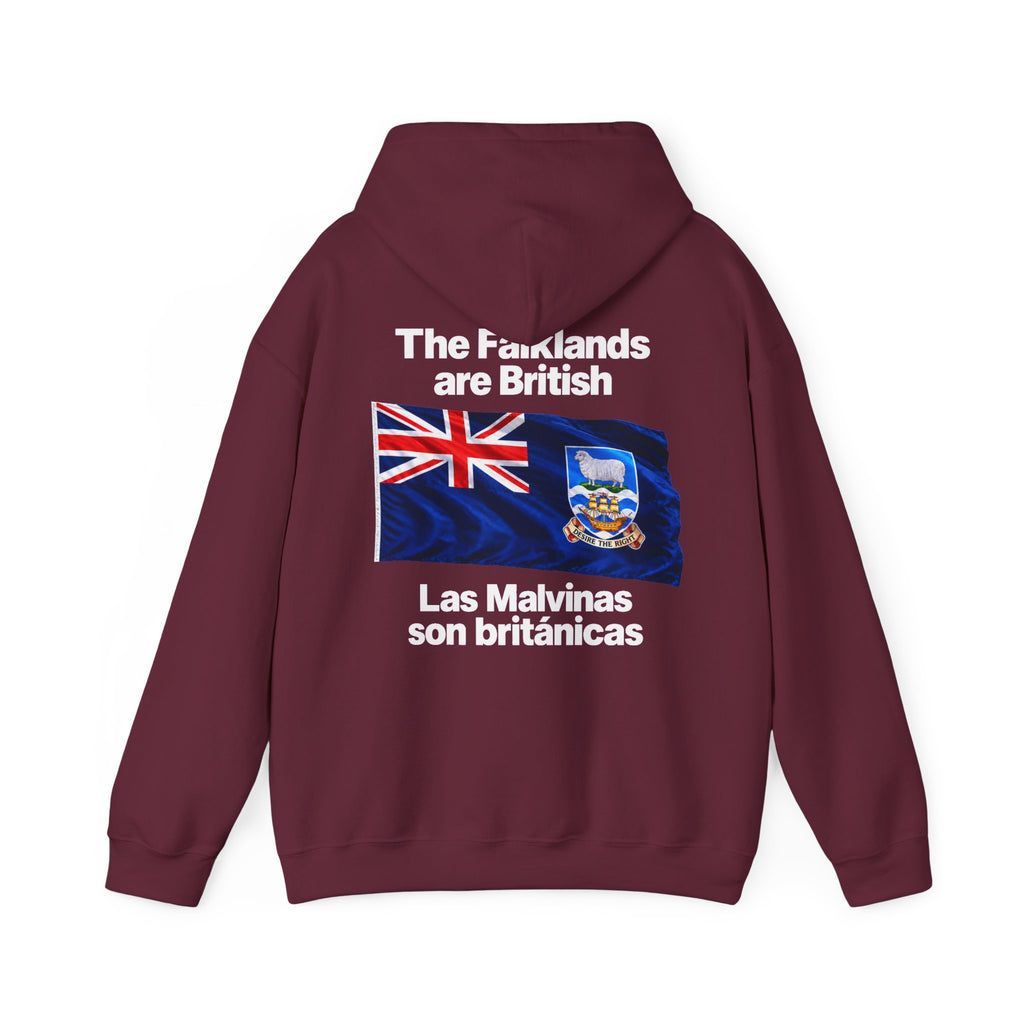 Falklands Are British Hoodie – Bilingual 'Las Malvinas son británicas' Flag Pullover