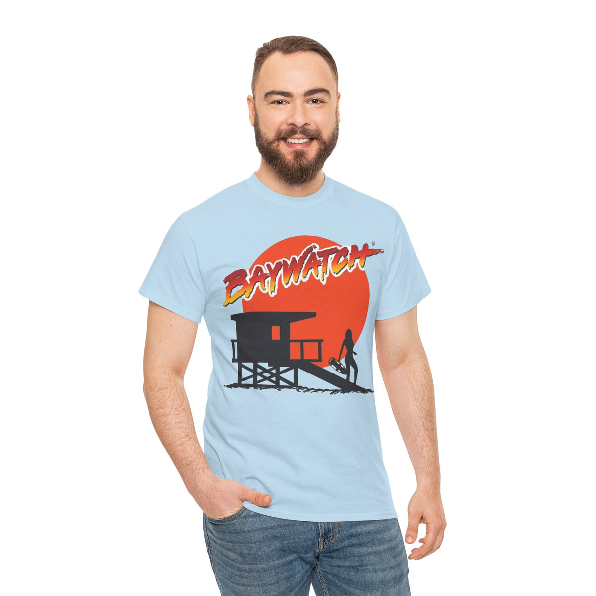 Baywatch Lifeguard Sunset Cotton T-Shirt