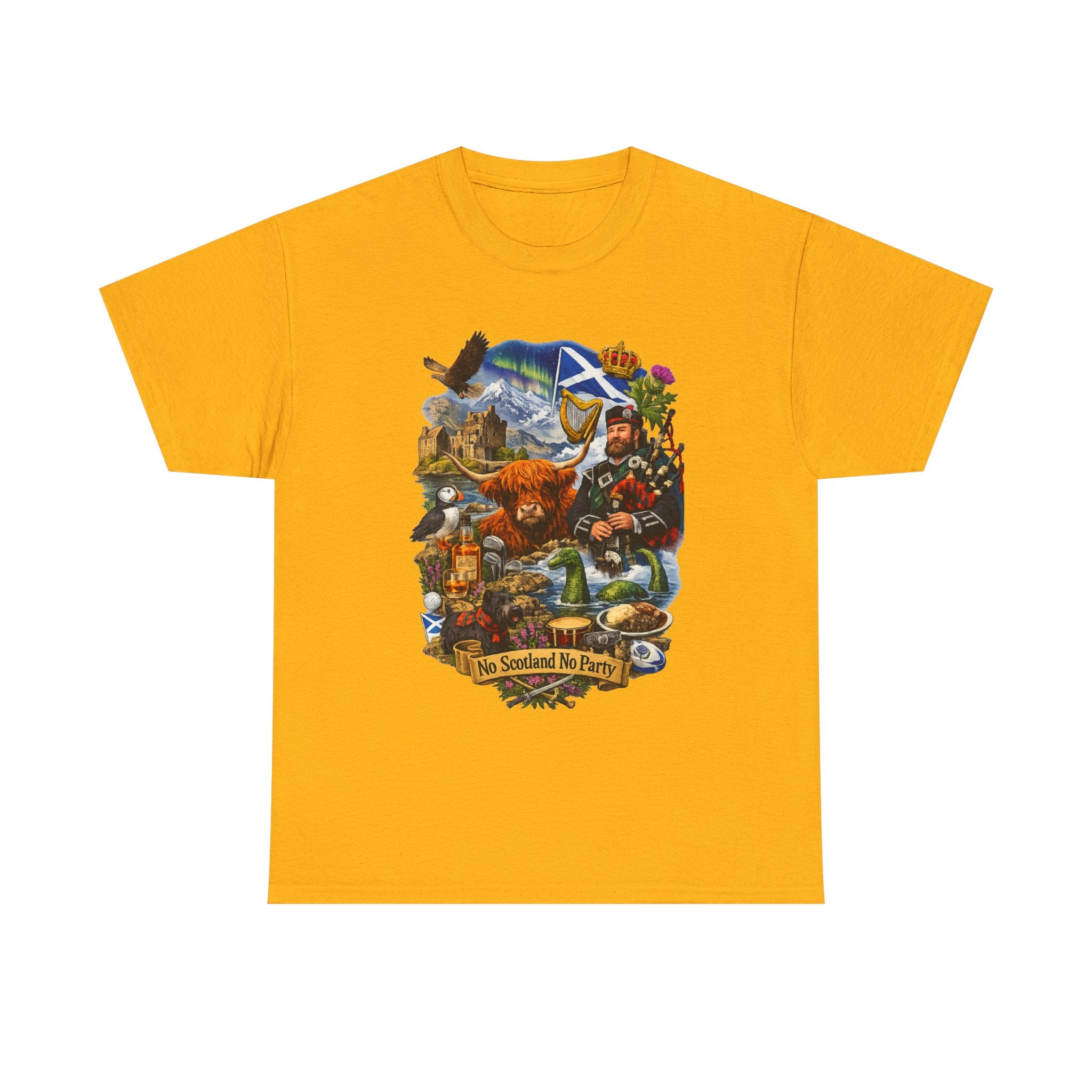 Scotland Collage T-Shirt — "No Scotland No Party" Scottish Heritage Tee