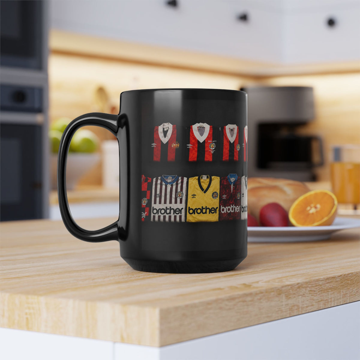 Manchester City Retro Away Football Kit Collage Mug — Vintage Soccer Jersey Coffee Cup (11oz/15oz)