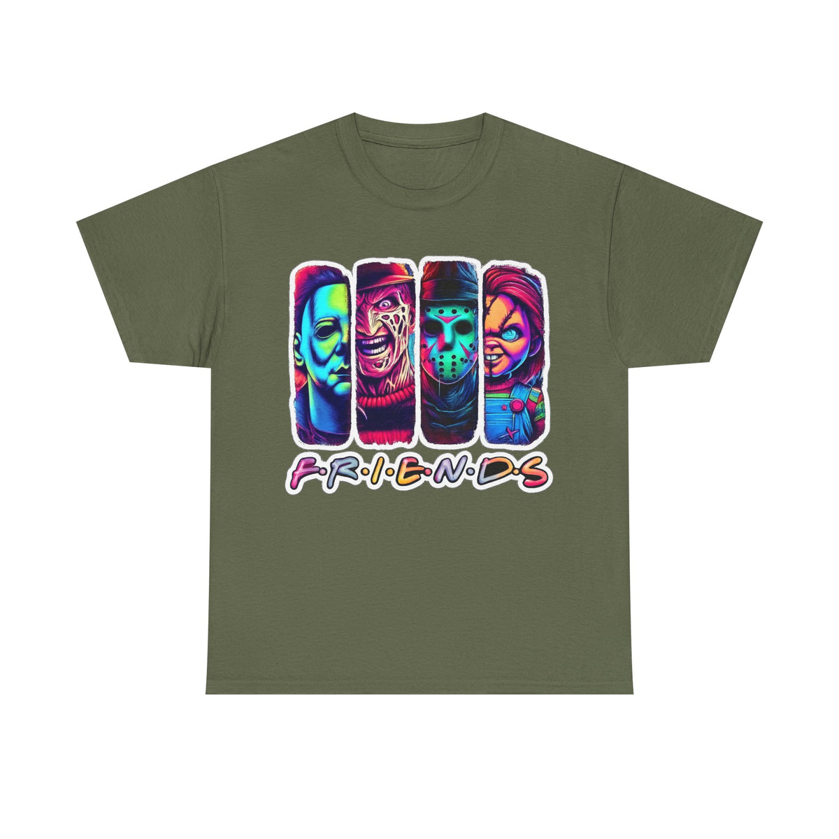 Halloween Horror Icons "Friends" T-Shirt — Neon Retro Slasher Tee