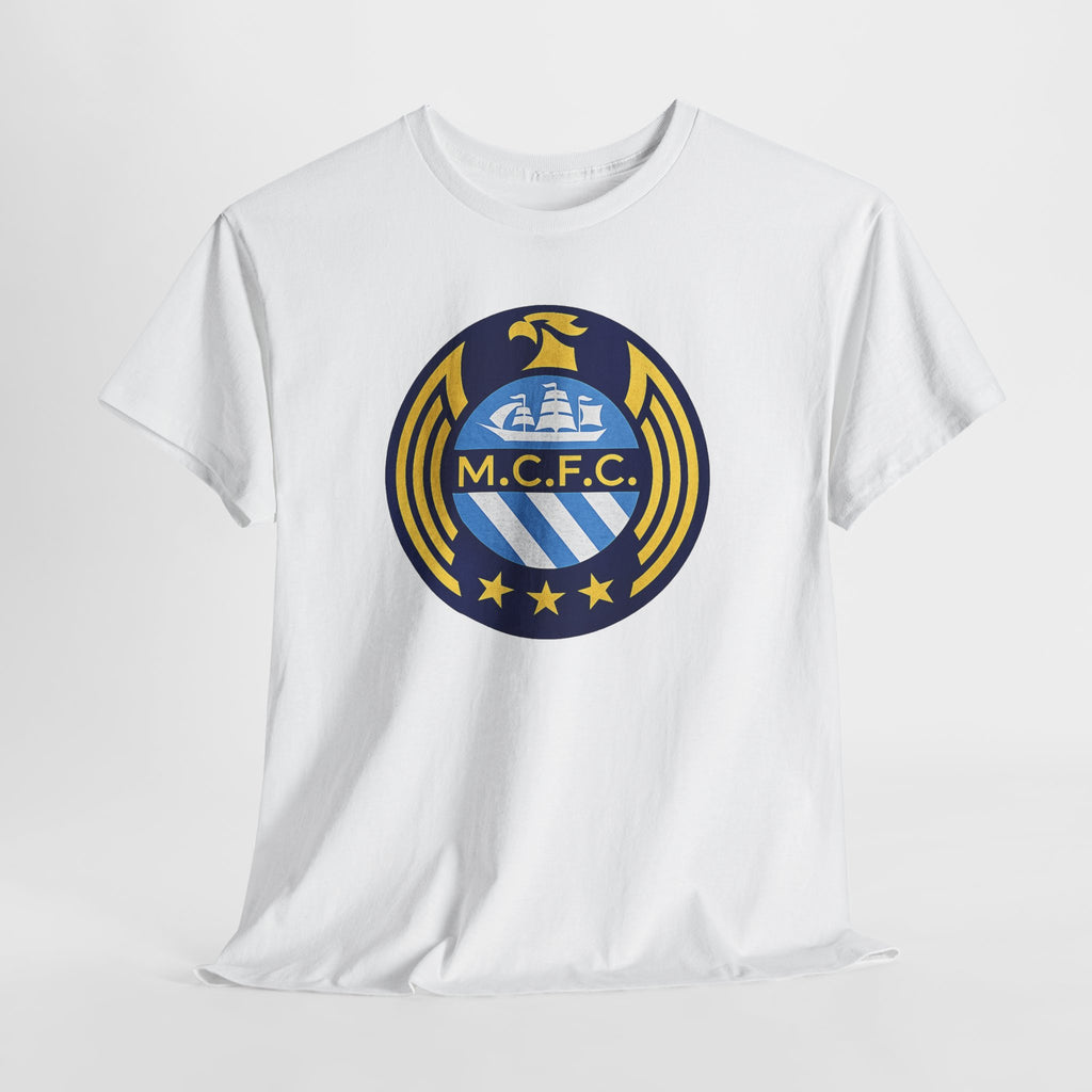 MCFC Crest T-Shirt — Vintage Blue & Gold Soccer Tee