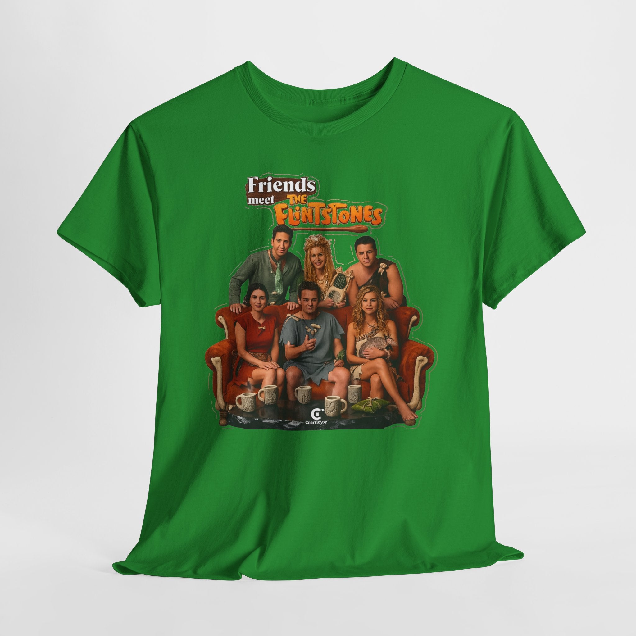 Friends meets the Flintstones TV Sitcom Cast Graphic Tee — 'Friends' Retro Couch Design