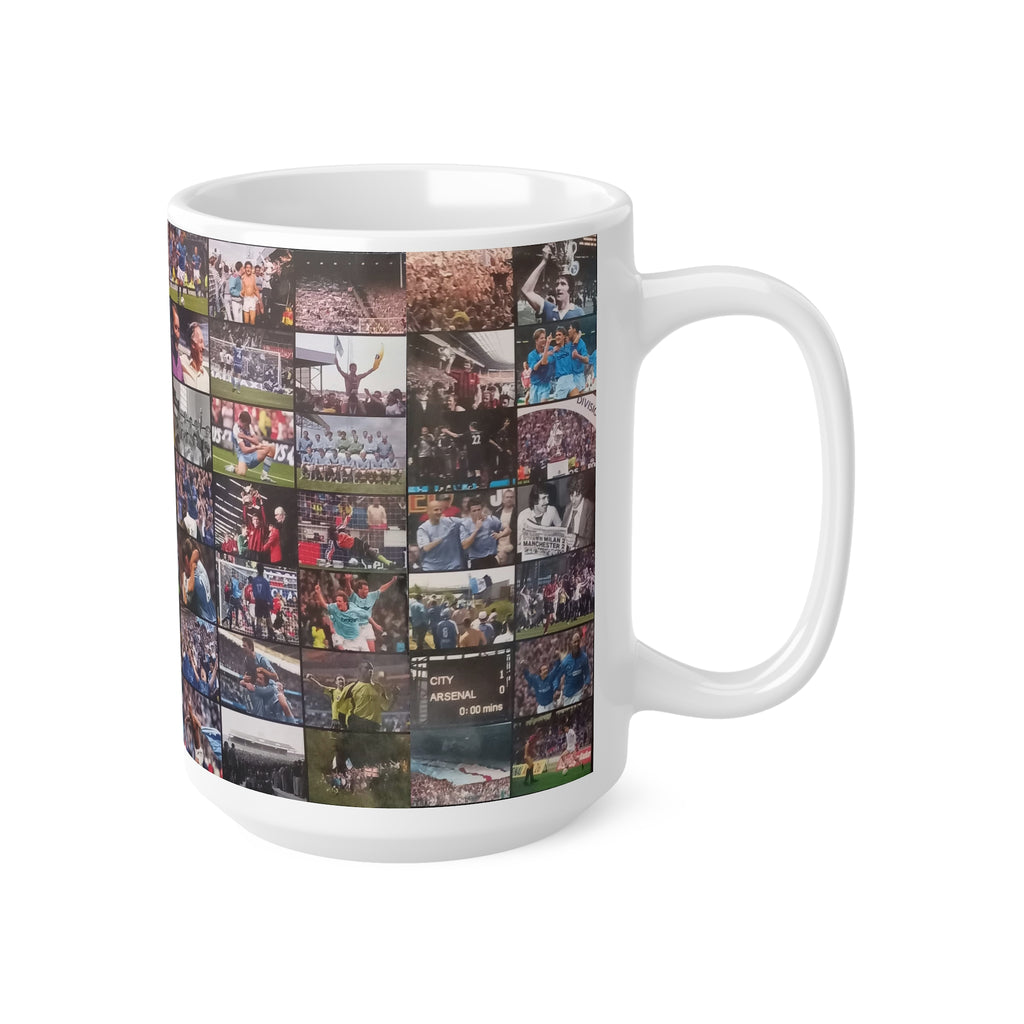 Manchester City Retro Images Collage Mug — Photo Montage Ceramic Coffee Cup (11oz, 15oz)