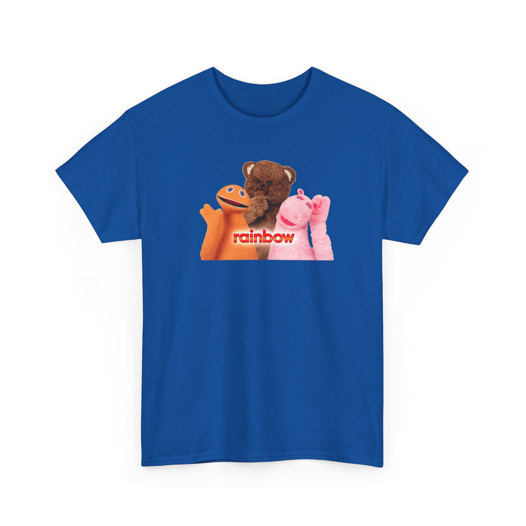Rainbow Kids TV Zippy, George and Bungle Puppets T-Shirt — Cute Teddy & Hand Puppets Graphic Tee