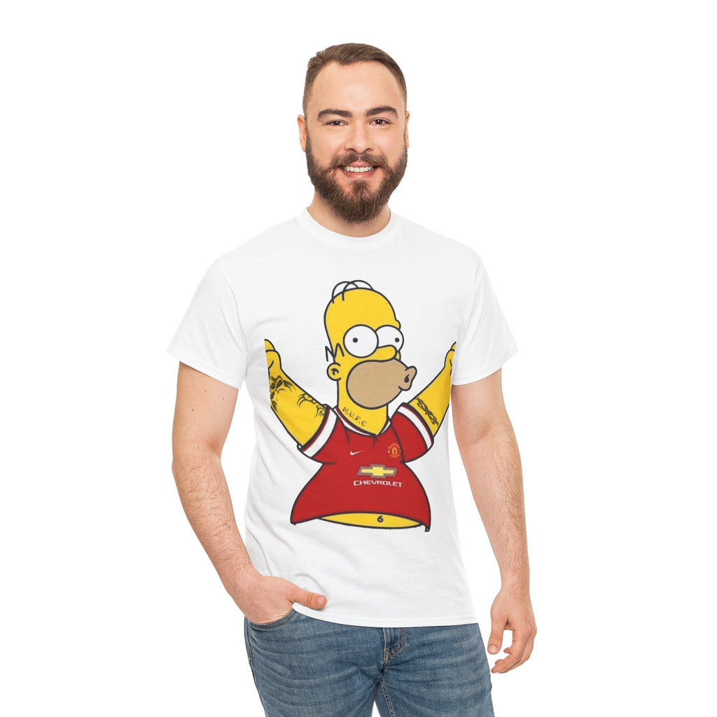 Homer Simpson Manchester Fan T-Shirt — Cartoon Football Supporter Tee