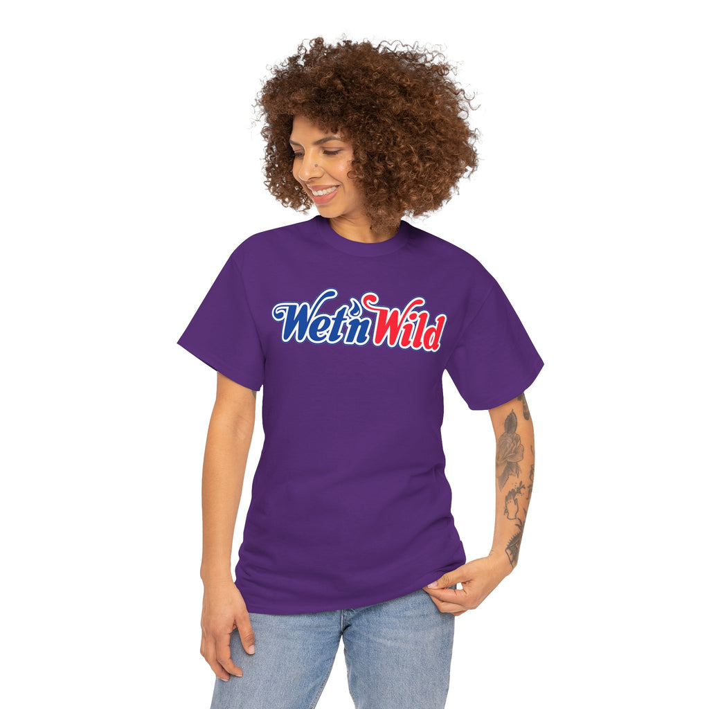Wet 'n Wild Retro Script T-Shirt — Red & Blue Patriotic Graphic Tee