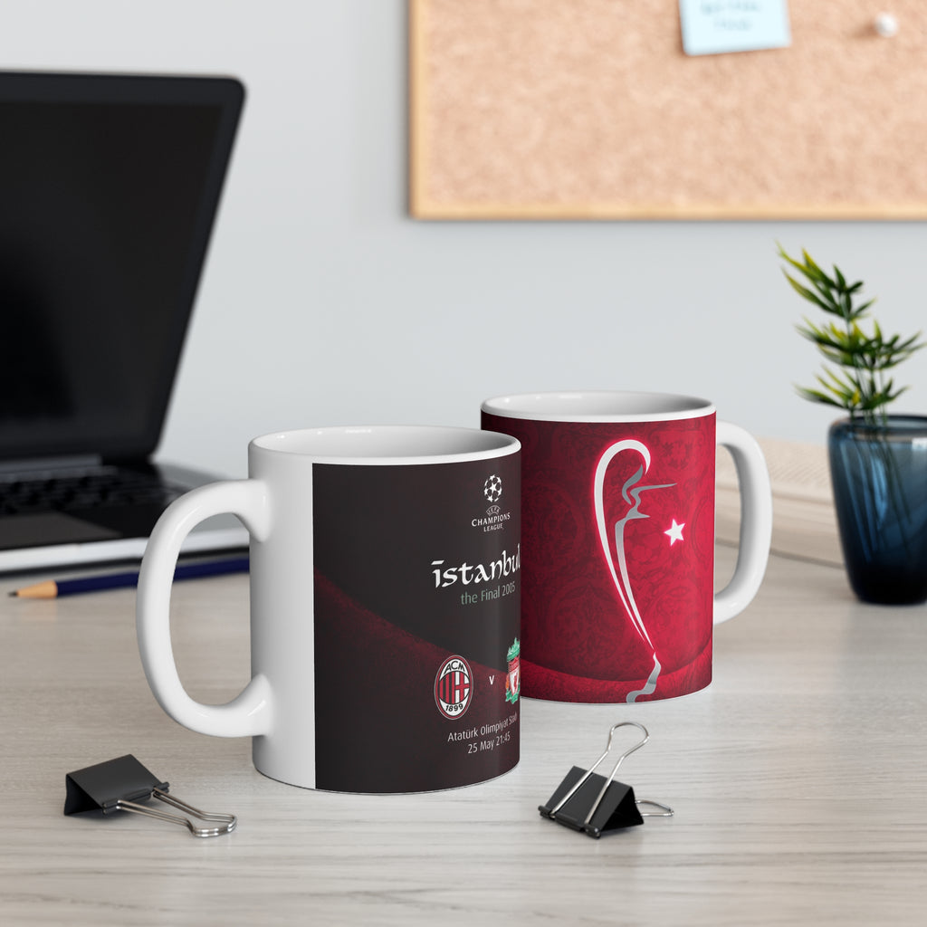 2005 Champions League Final Programme Cover Inspired Mug — AC Milan vs Liverpool 11oz/15oz Ceramic