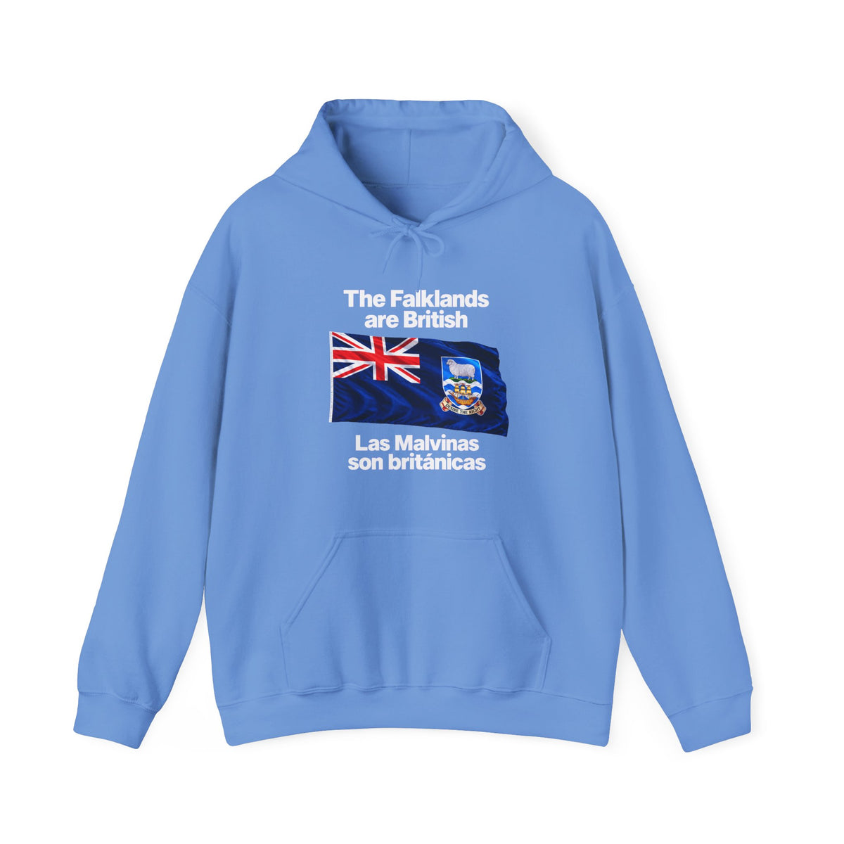 Falklands Are British Hoodie – Bilingual 'Las Malvinas son británicas' Flag Pullover