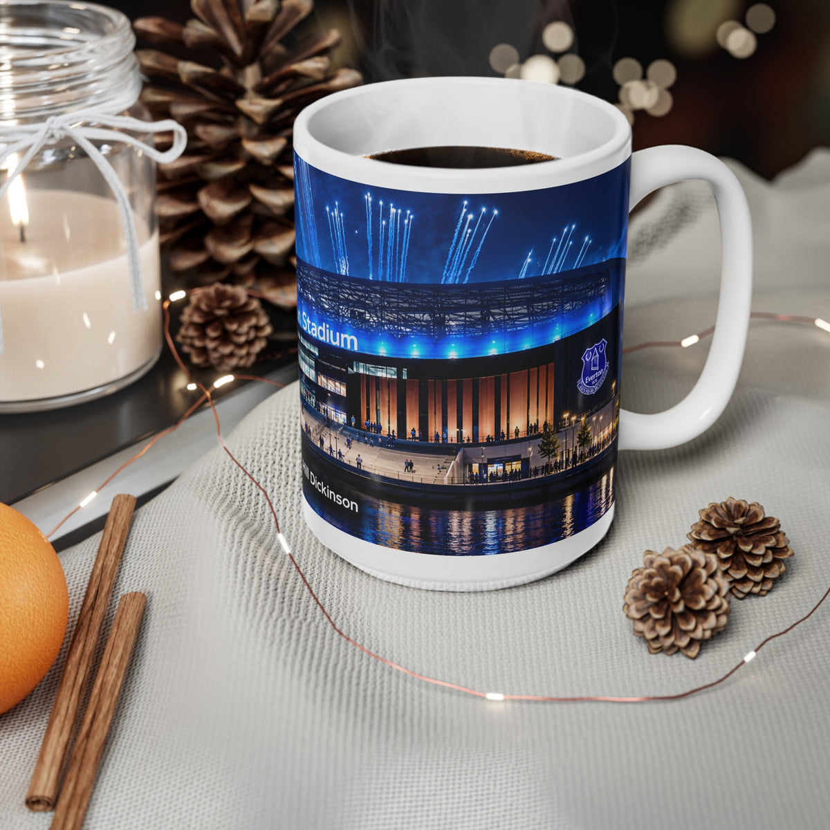 Everton's Hill Dickinson Stadium Nightscape Ceramic Coffee Mug — 11oz & 15oz