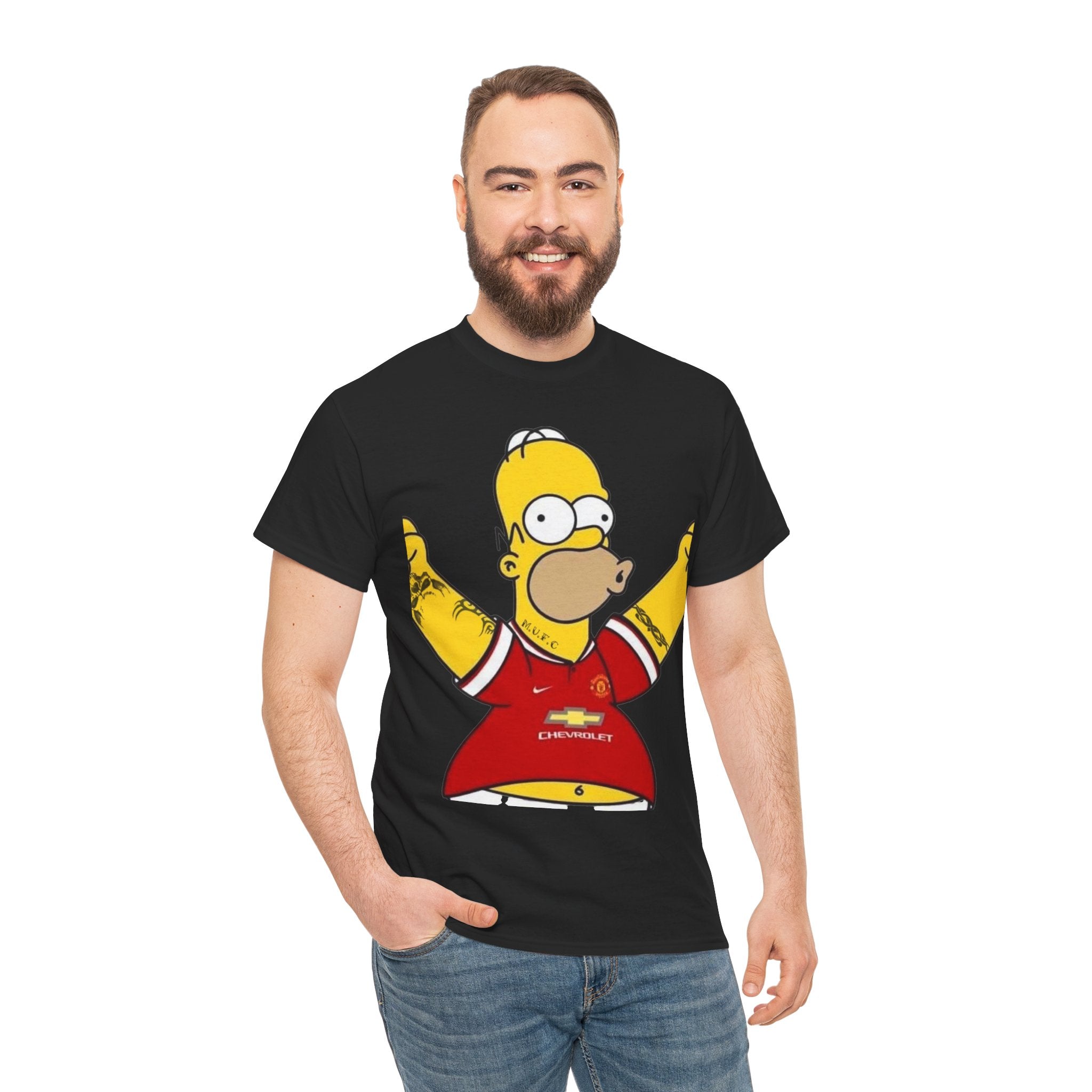 Homer Simpson Manchester Fan T-Shirt — Cartoon Football Supporter Tee
