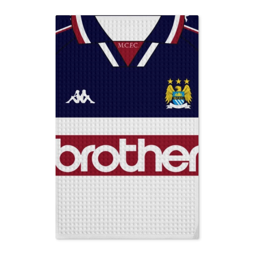 Manchester City Retro Jersey Waffle Tea Towel — 'Brother' Logo Double-Sided
