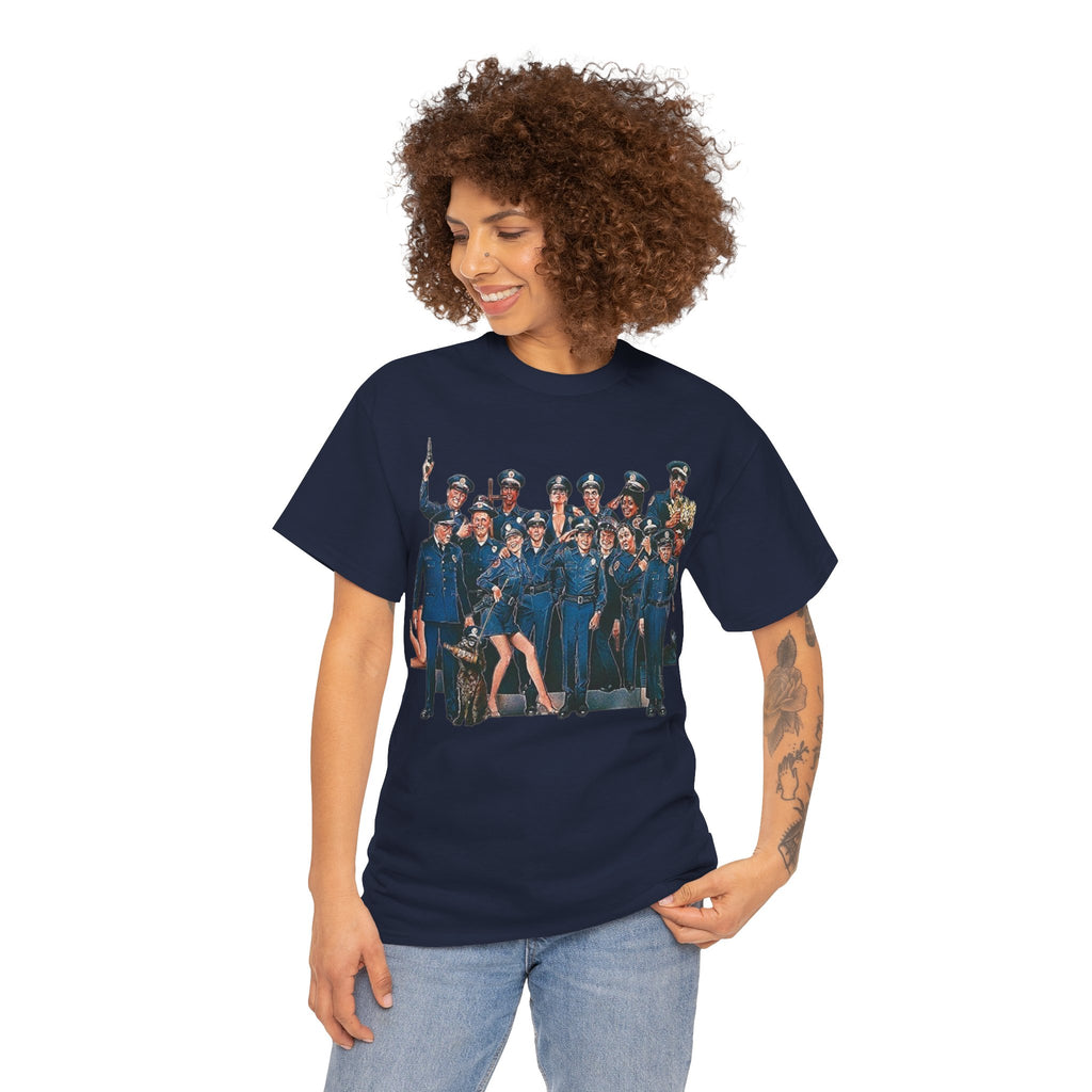 Police Academy Movie Inspired Cotton T‑Shirt — Retro Squad Photo Tee