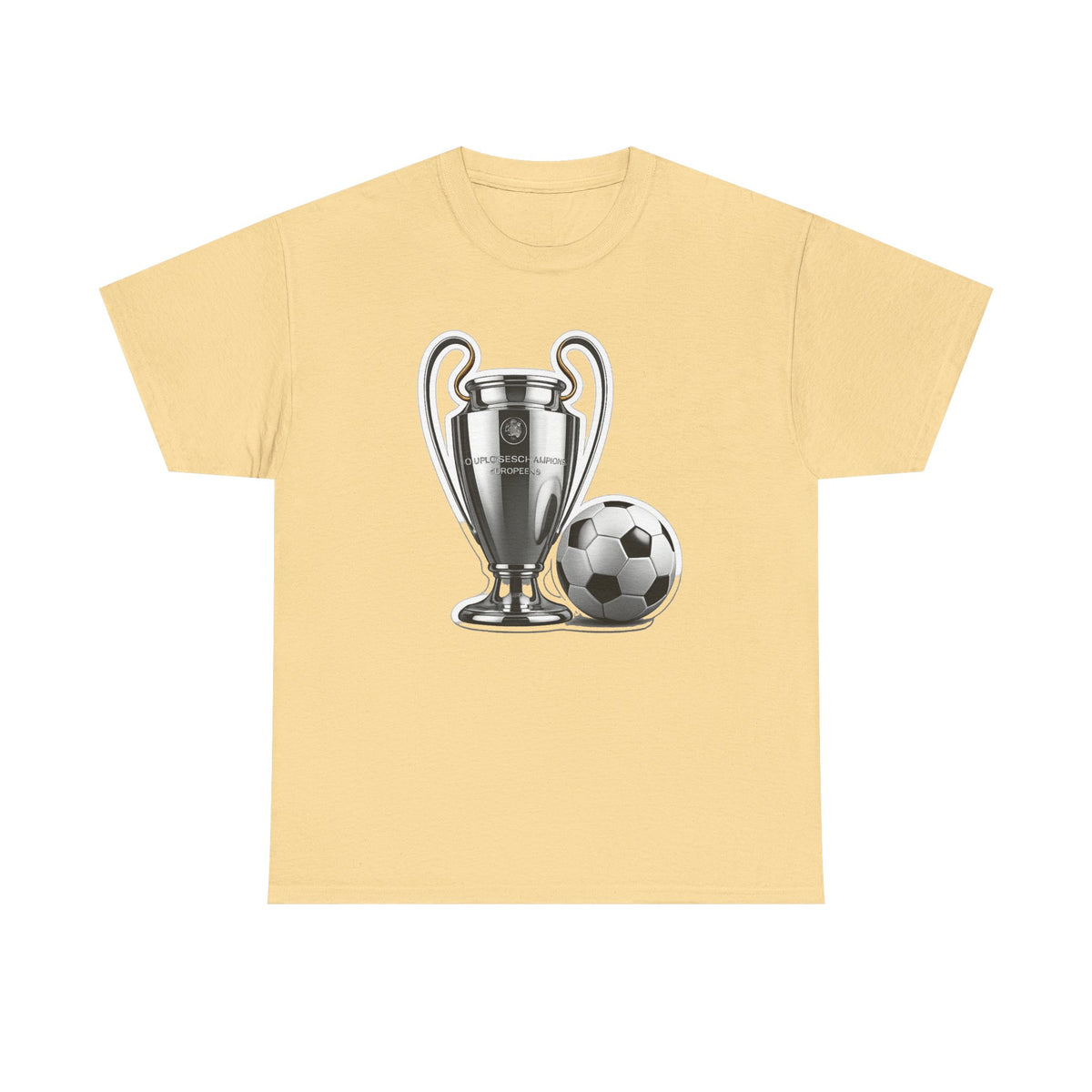European Cup / Champions League Trophy & Ball Graphic Cotton T-Shirt