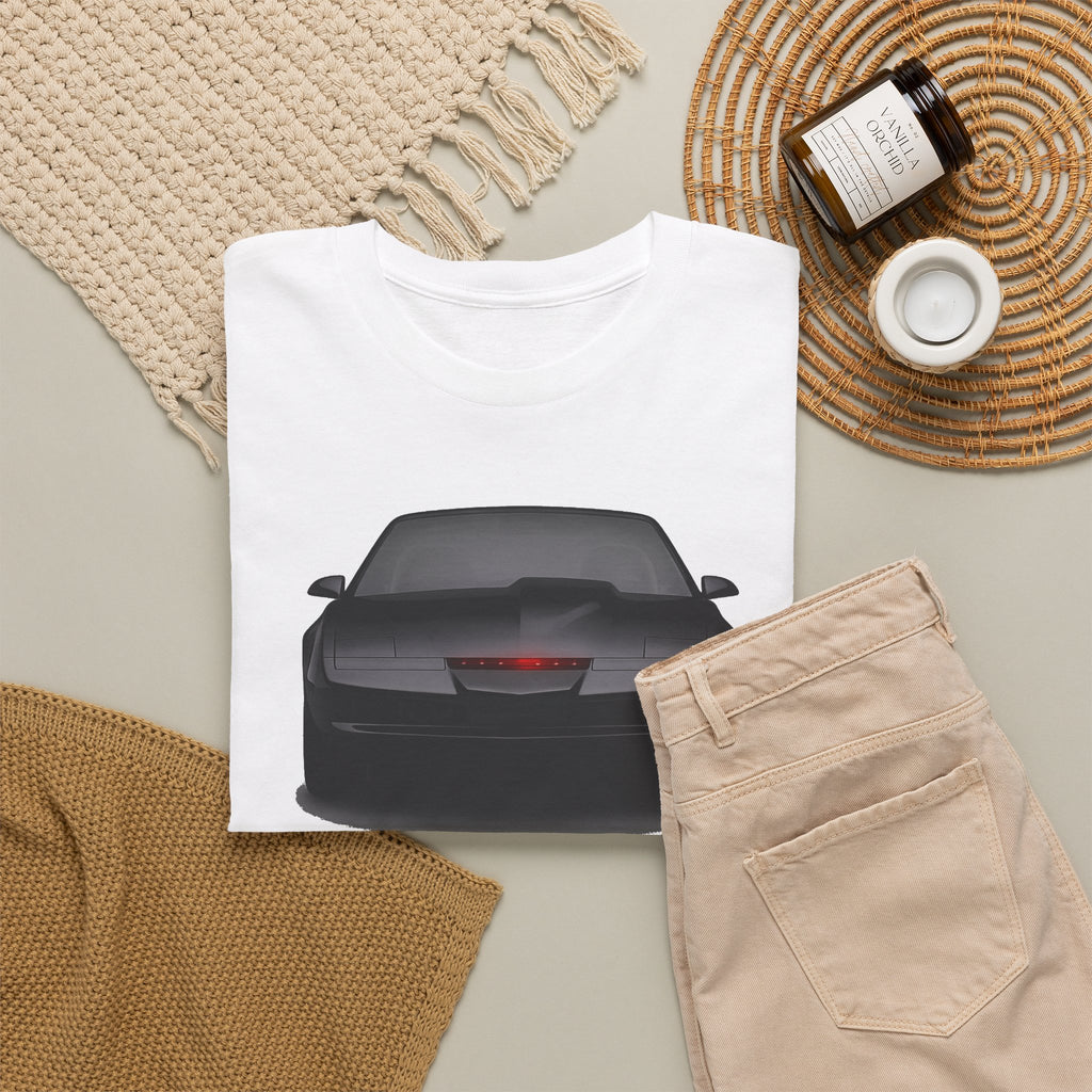 KITT-Inspired Retro Sports Car Tee — Front View Knight Rider Car Graphic Shirt
