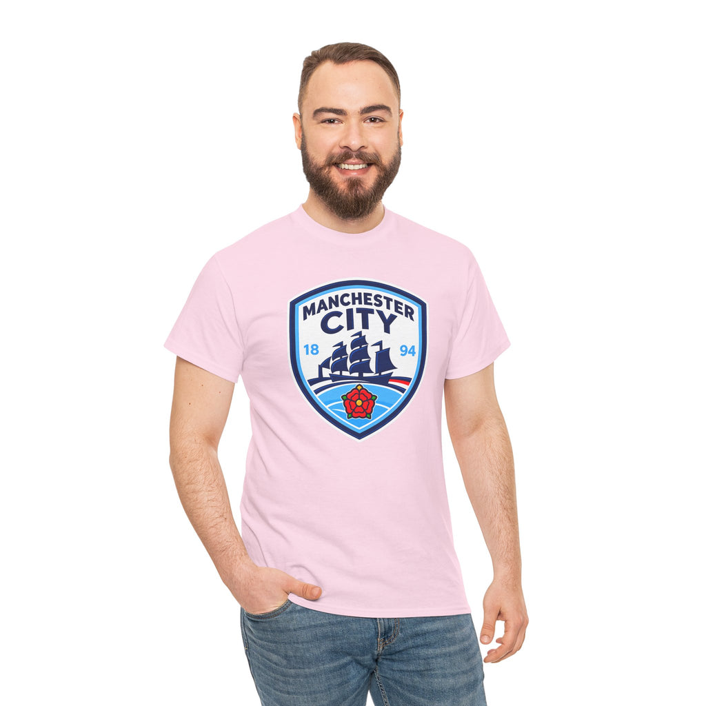 Manchester City Inspired Crest Cotton T-Shirt