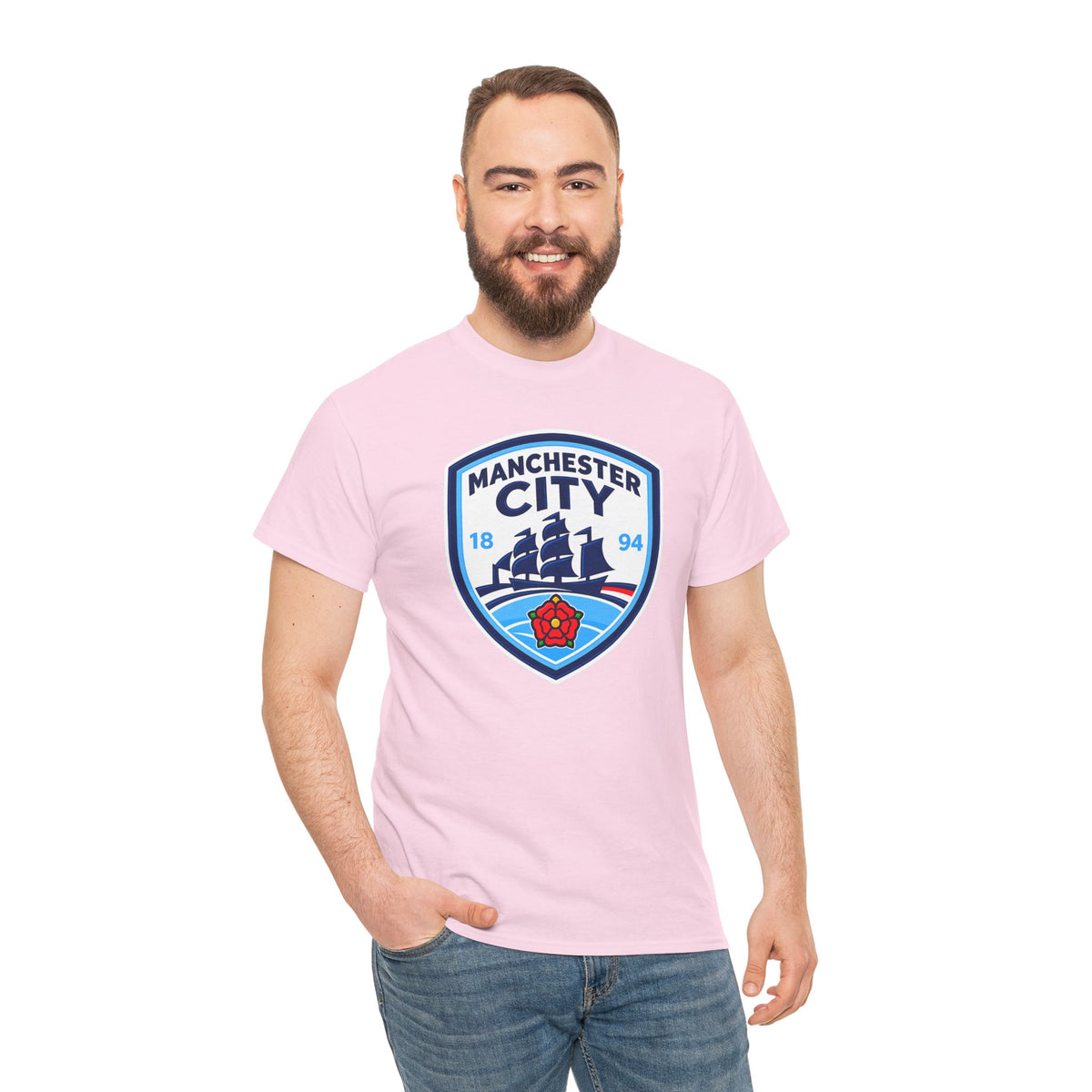 Manchester City Inspired Crest Cotton T-Shirt