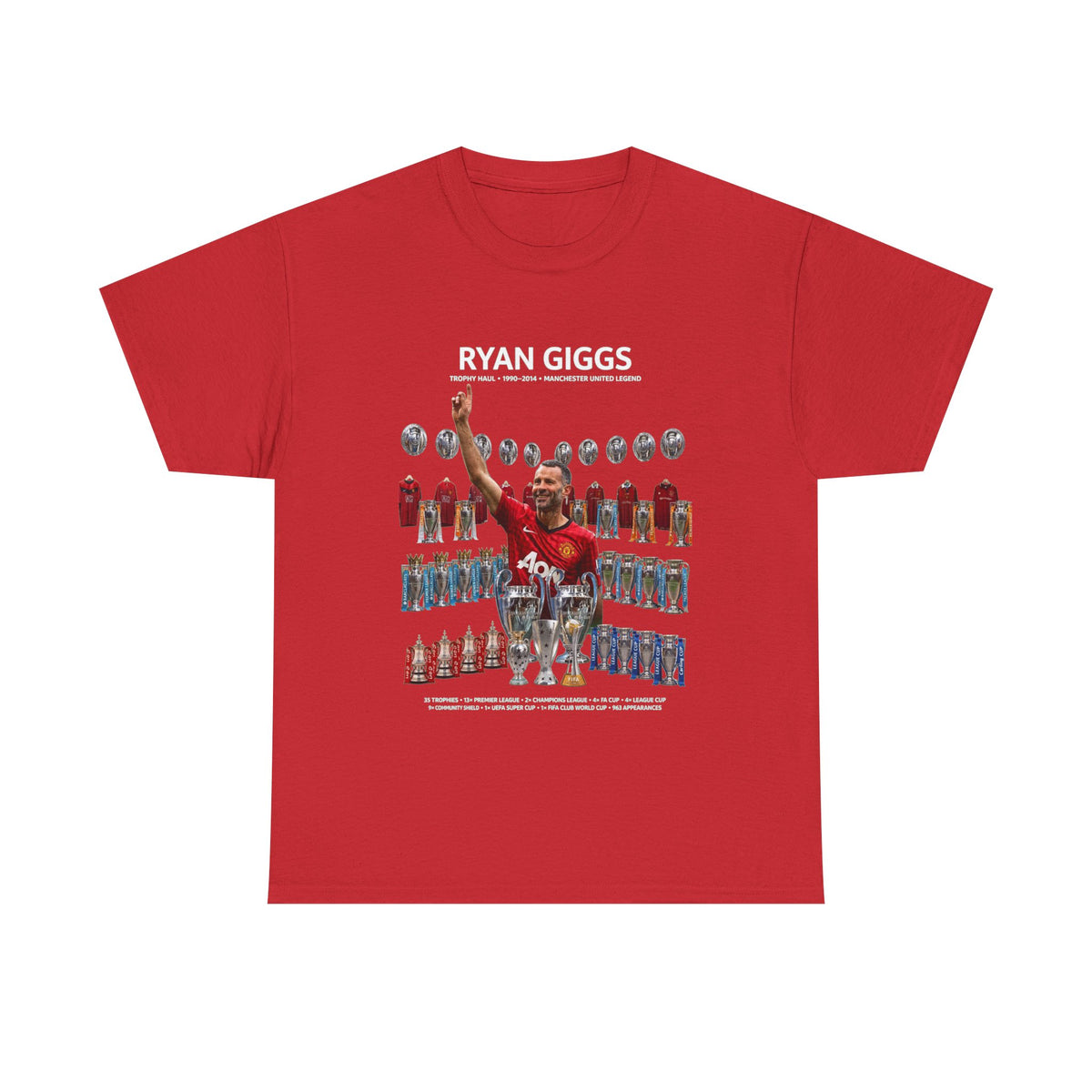 Ryan Giggs Trophy Haul Manchester United Legend Unisex Heavy Cotton Tee