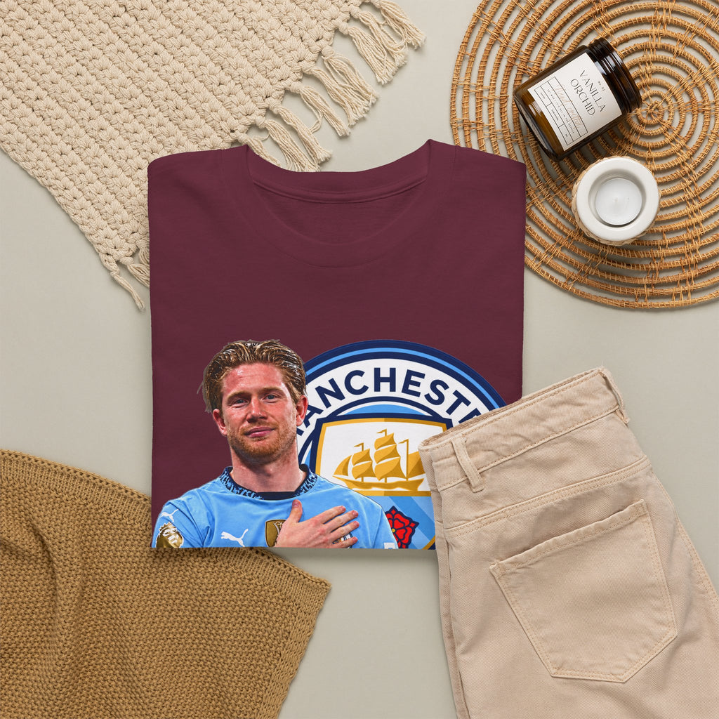 Kevin De Bruyne Manchester City Legend Cotton T-Shirt — Player Tribute Tee (Heart Badge Design)