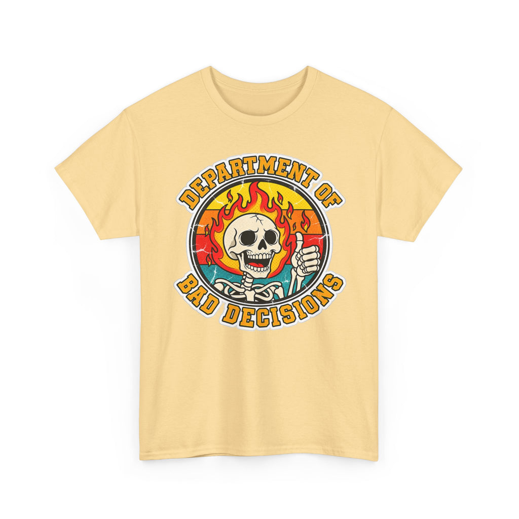 Department of Bad Decisions Skull T-Shirt — Retro Flaming Thumbs-Up Graphic Tee