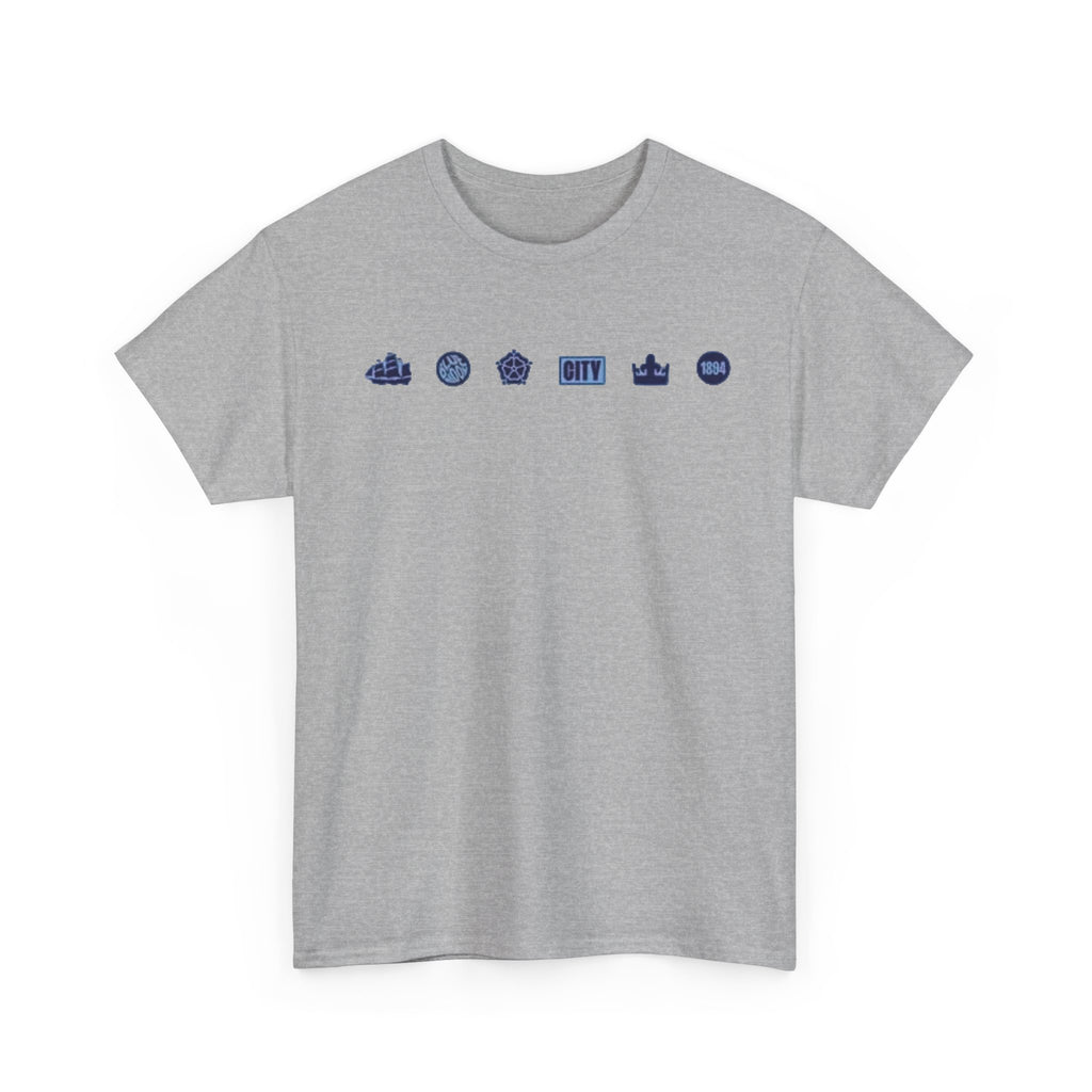 Manchester City Minimal City Icons Tee — Navy Skyline Icons Chest Print