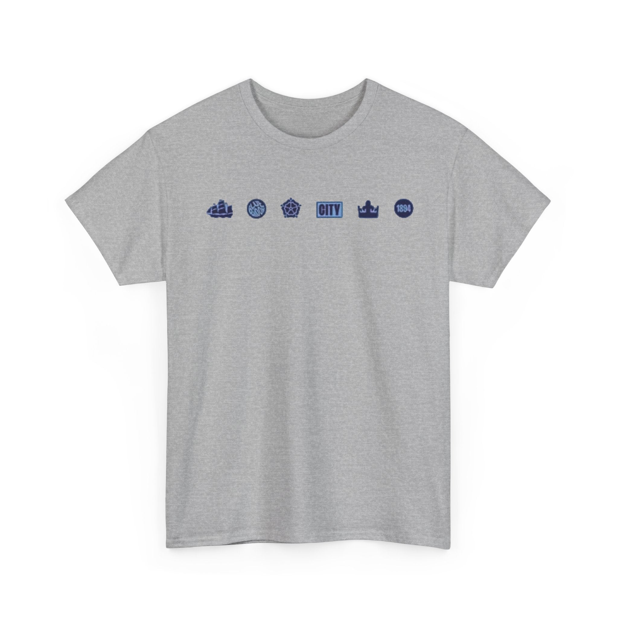 Manchester City Minimal City Icons Tee — Navy Skyline Icons Chest Print