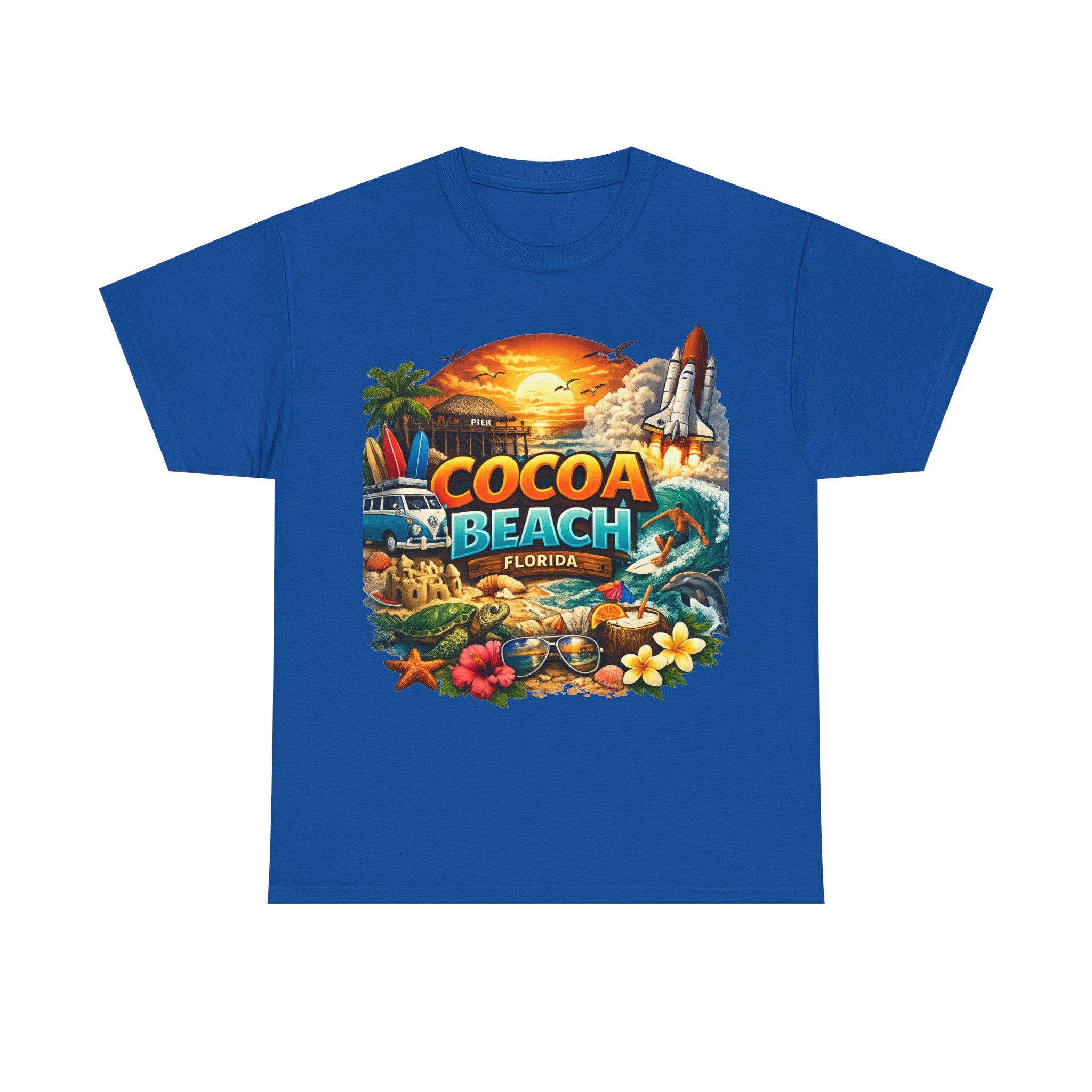 Cocoa Beach Florida Sunset Surf T-Shirt — Retro Beach Vacation Graphic Tee
