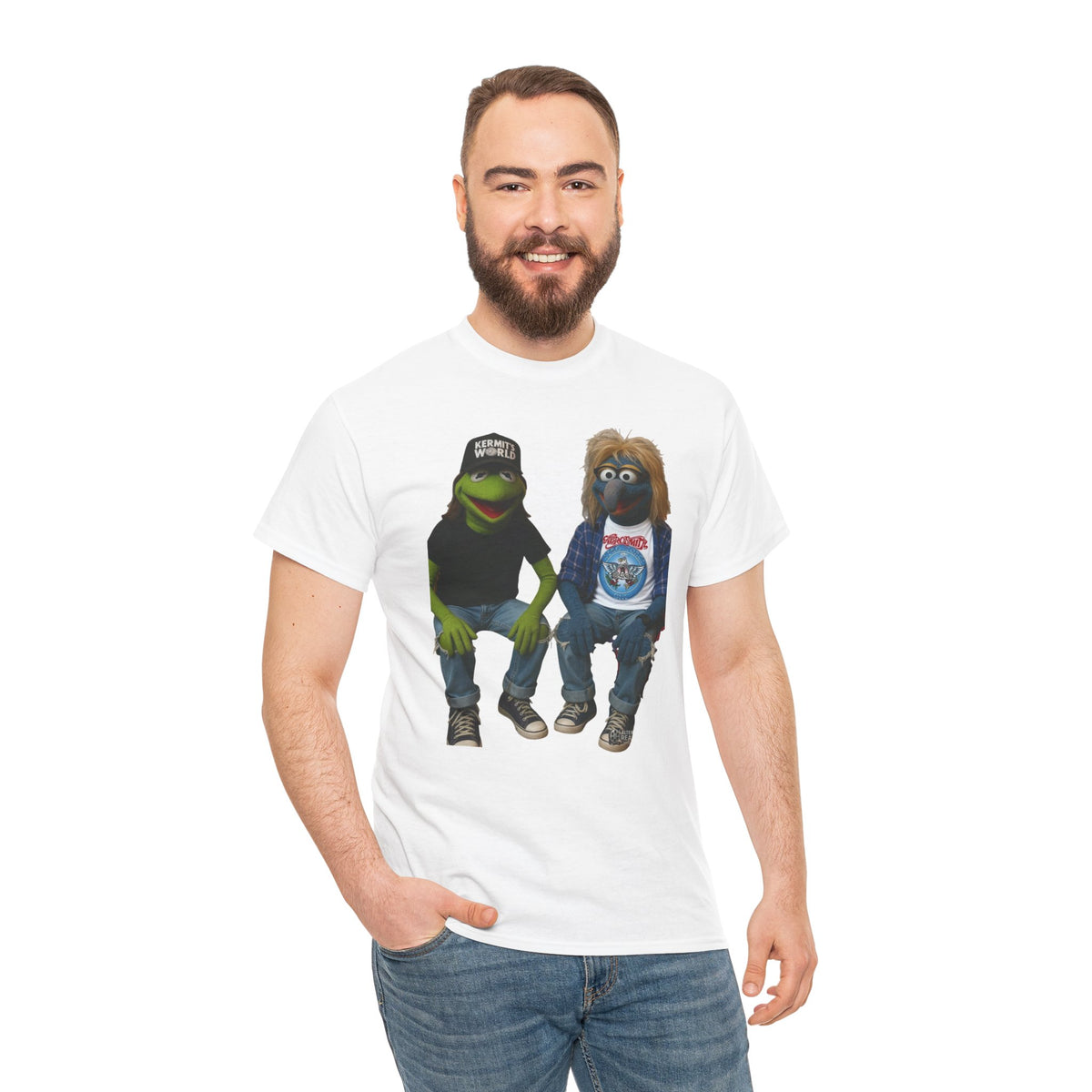 Kermit & Gonzo Waynes World Inspired Character Graphic T-Shirt