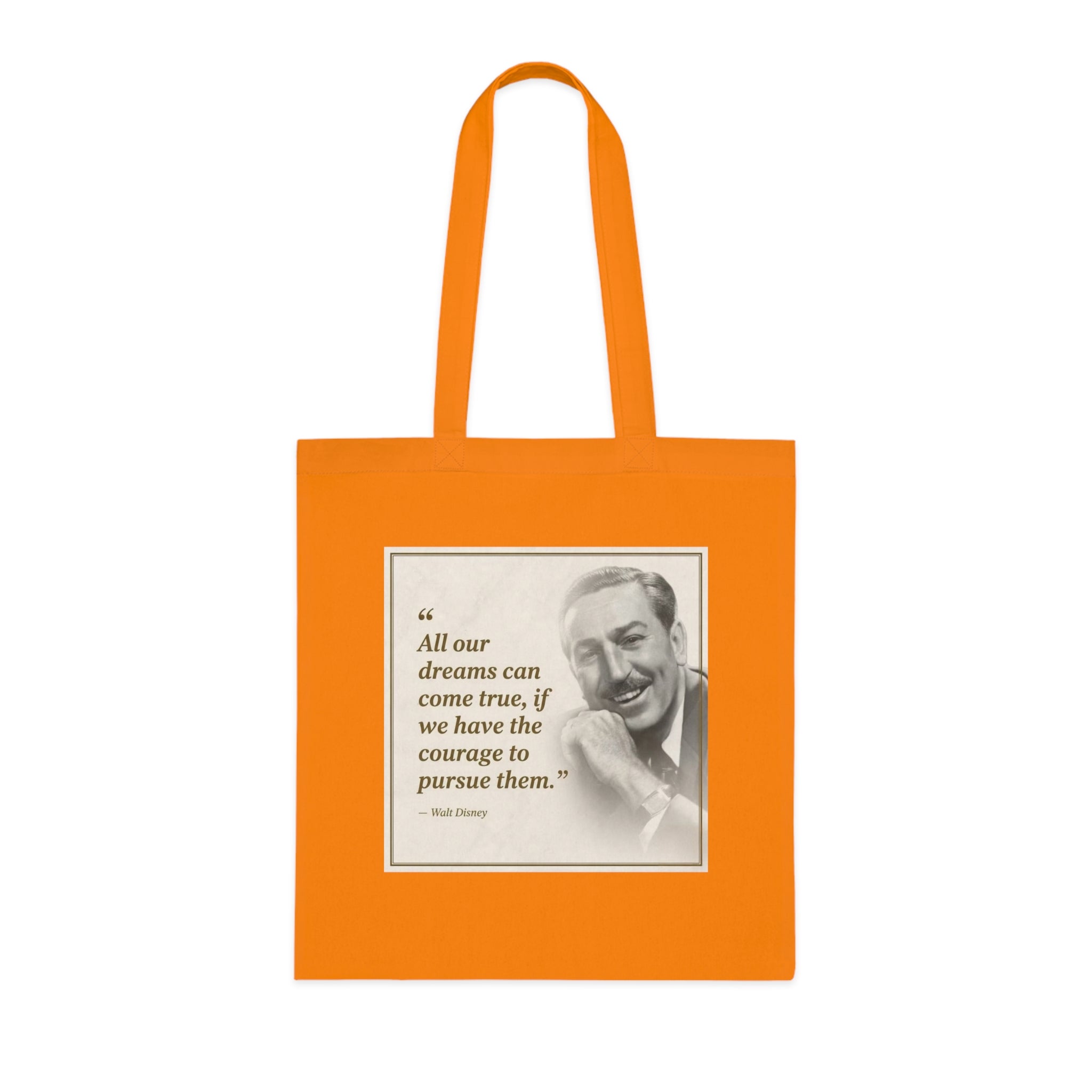 Walt Disney Quote Cotton Tote — "All our dreams can come true" Inspirational Canvas Bag