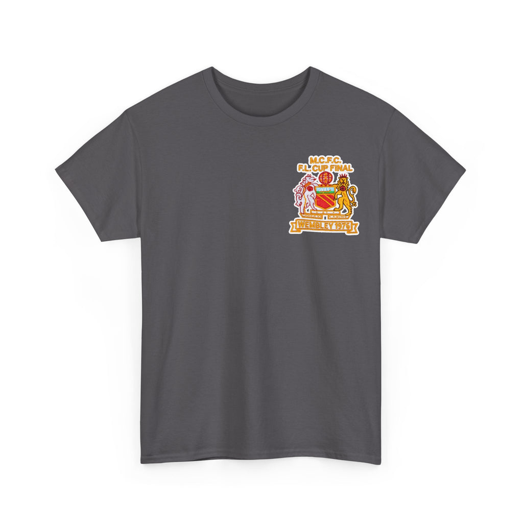 Manchester City 1976 League Cup Final Crest Cotton T‑Shirt — Vintage Football Fan Tee